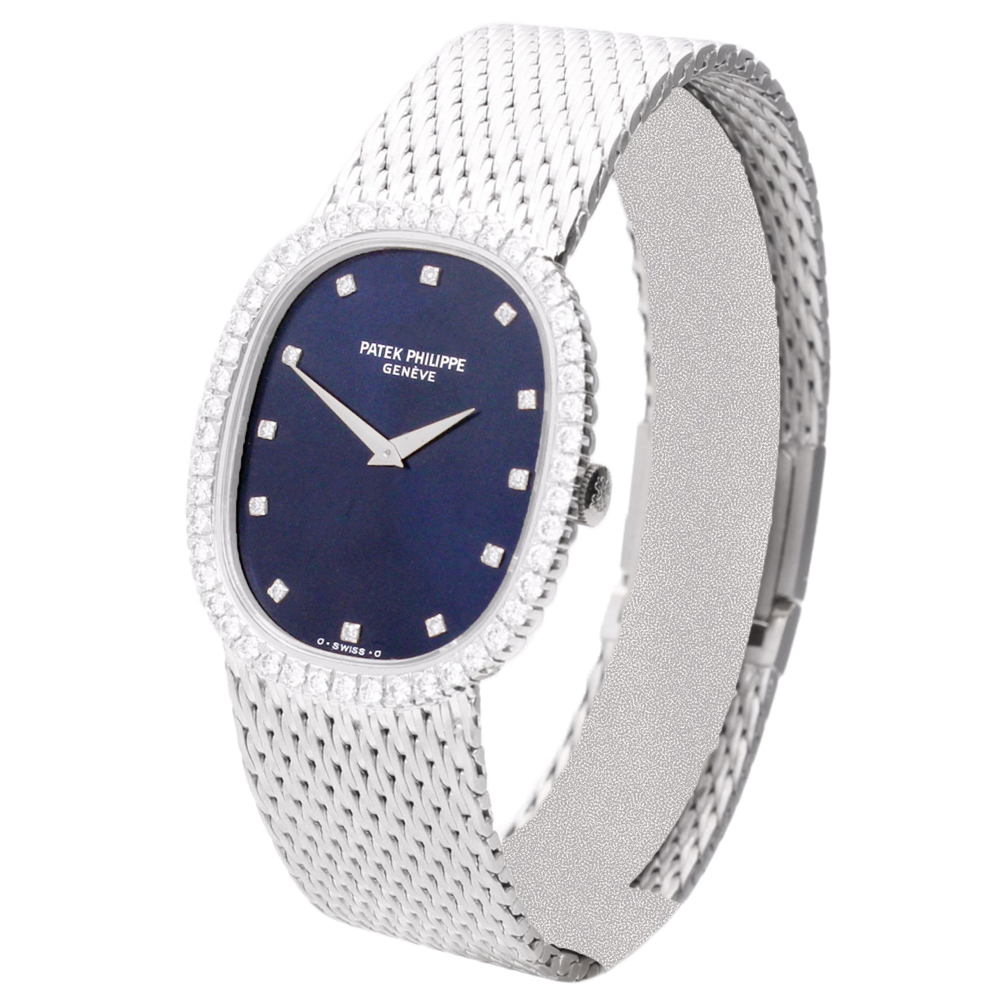 18ct white gold Patek Philippe ref. 3748 Ellipse bracelet watch. Made 1977