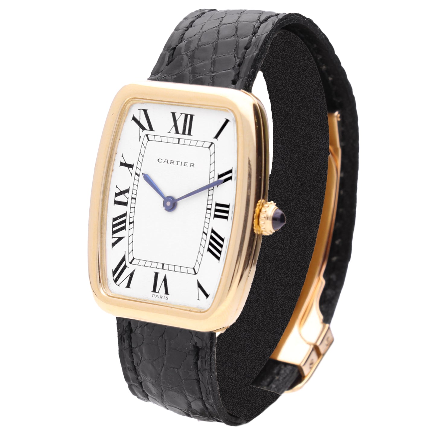 18ct yellow gold Cartier Square 'Incurvée' wristwatch. Made 1970