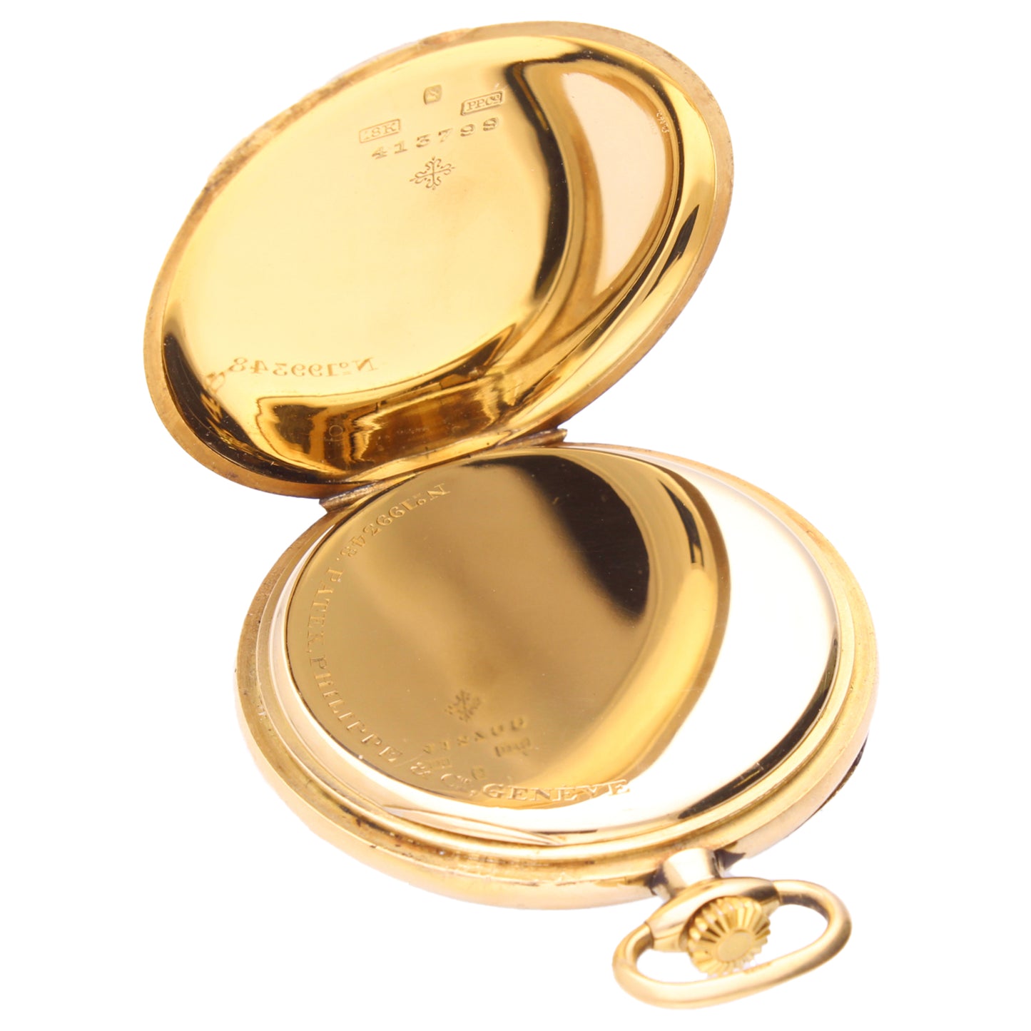 18ct yellow gold Patek Philippe open face pocket watch.