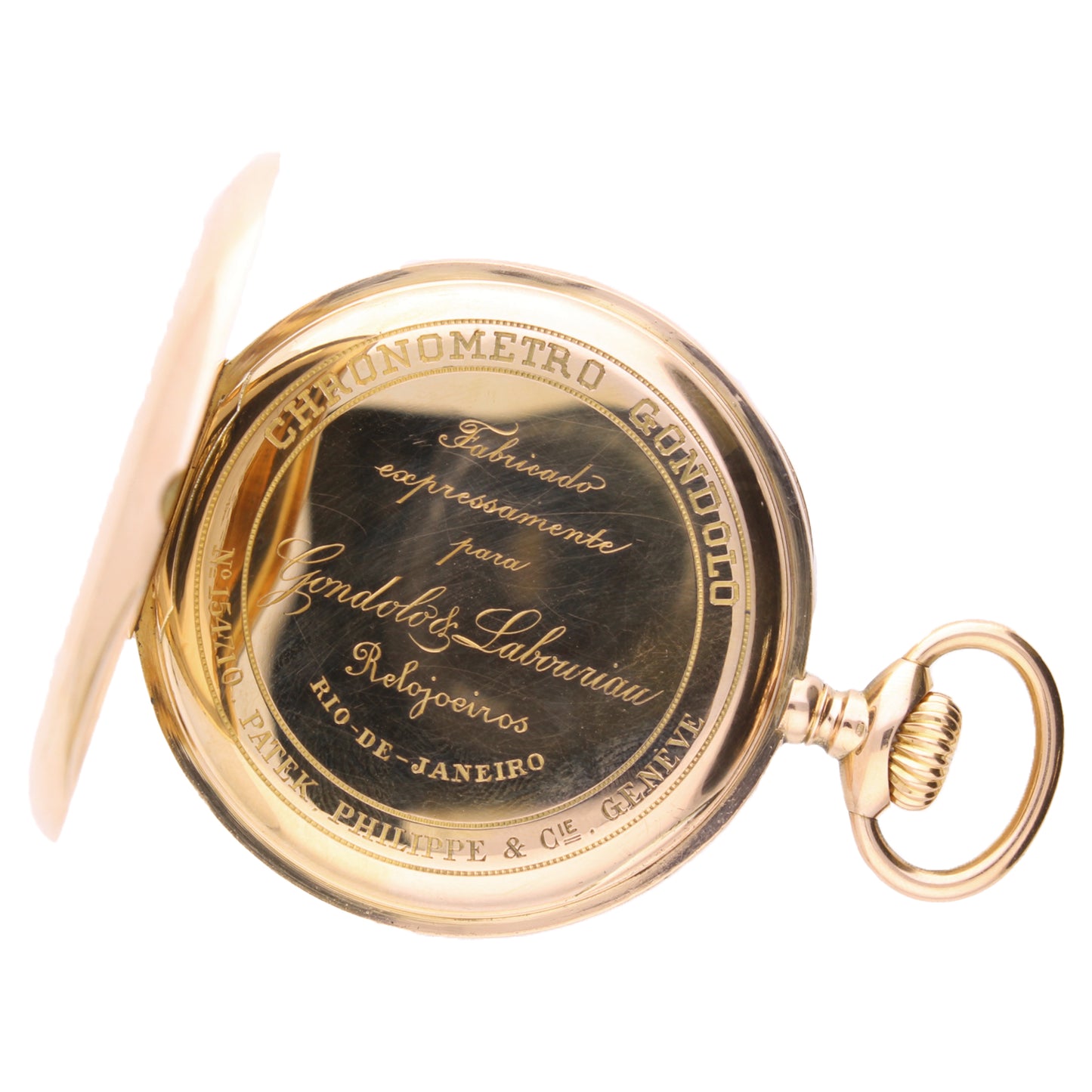 18ct yellow gold Patek Philippe open face 'Gondolo' pocketwatch.