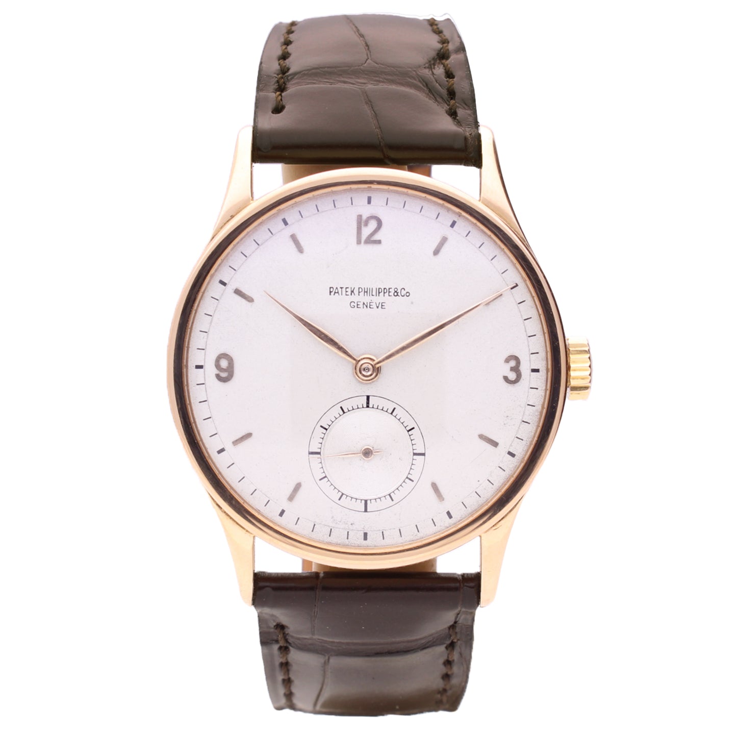 18ct rose gold Patek Philippe ref. 570 Calatravone wristwatch. Made 1946