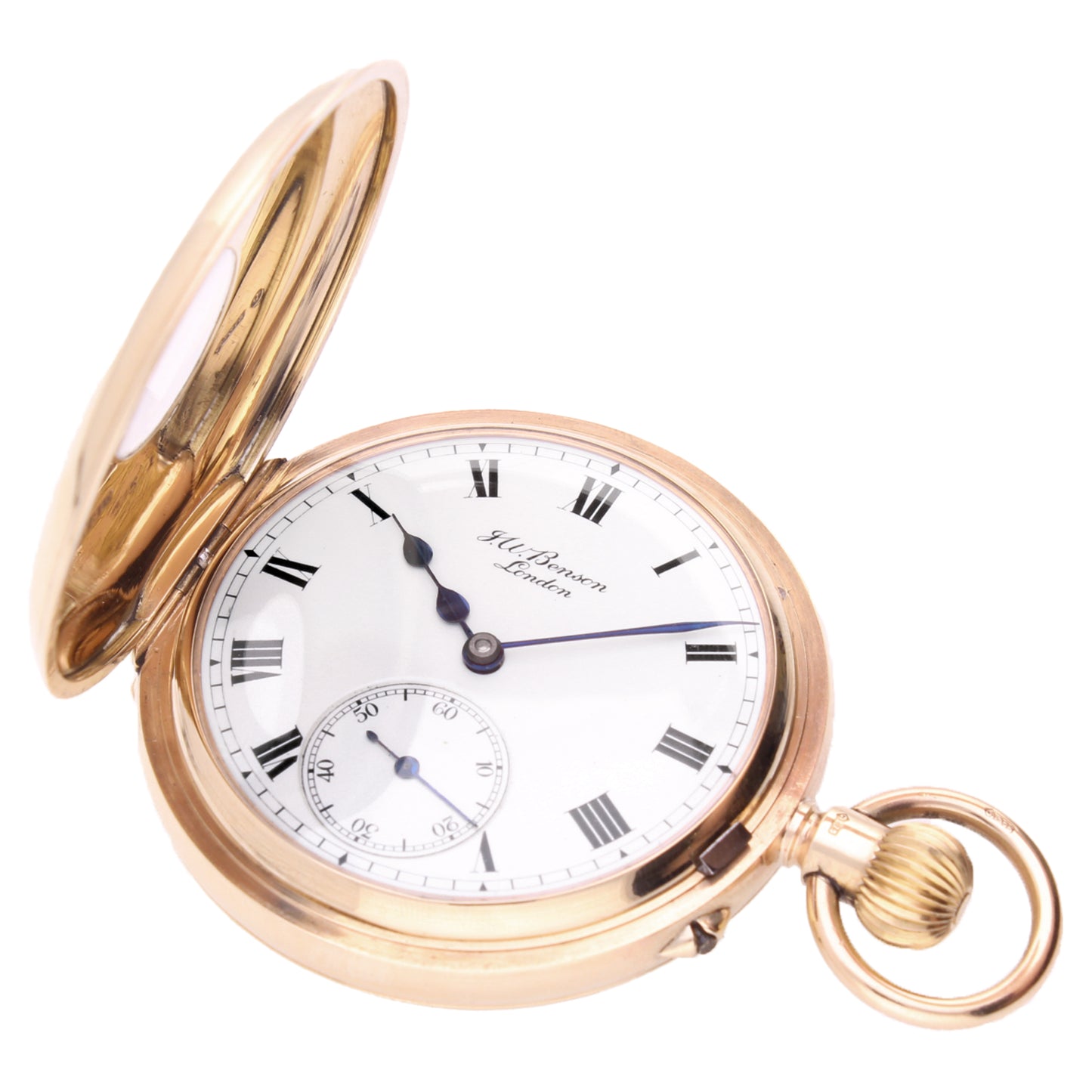 9ct yellow gold J.W. Benson half hunter pocketwatch. Made 1931