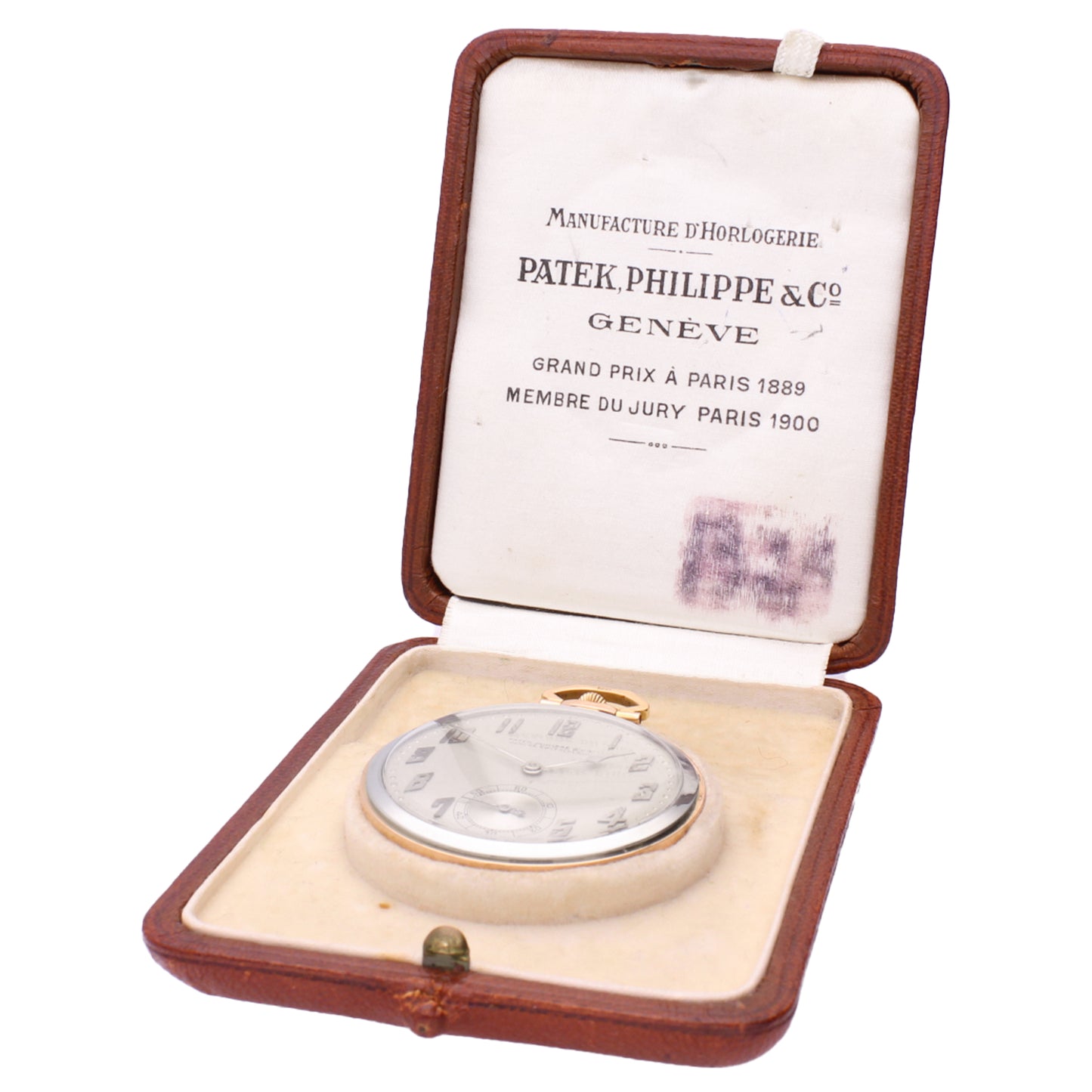 18ct white & rose gold Patek Philippe open faced pocketwatch. Made 1929