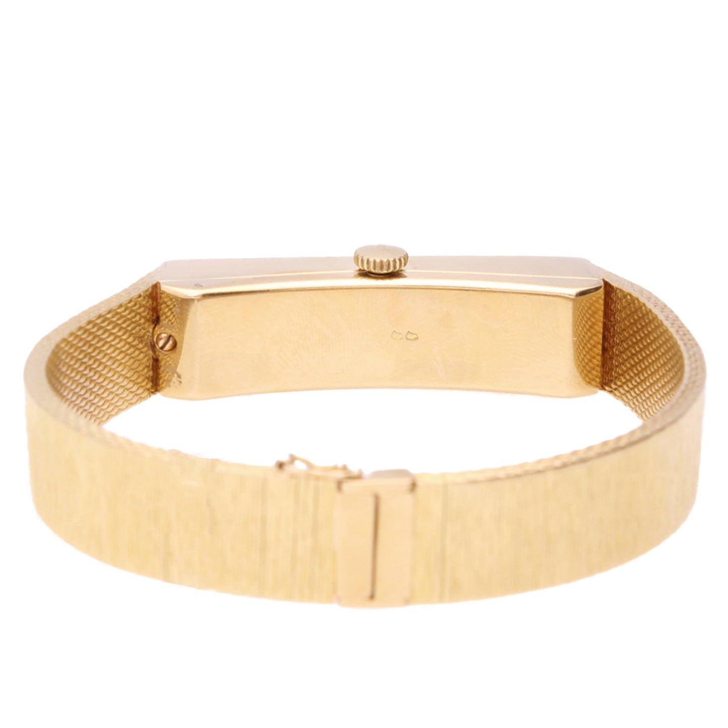 18ct yellow gold UTI cuff watch retailed by BVLGARI. Made 1970