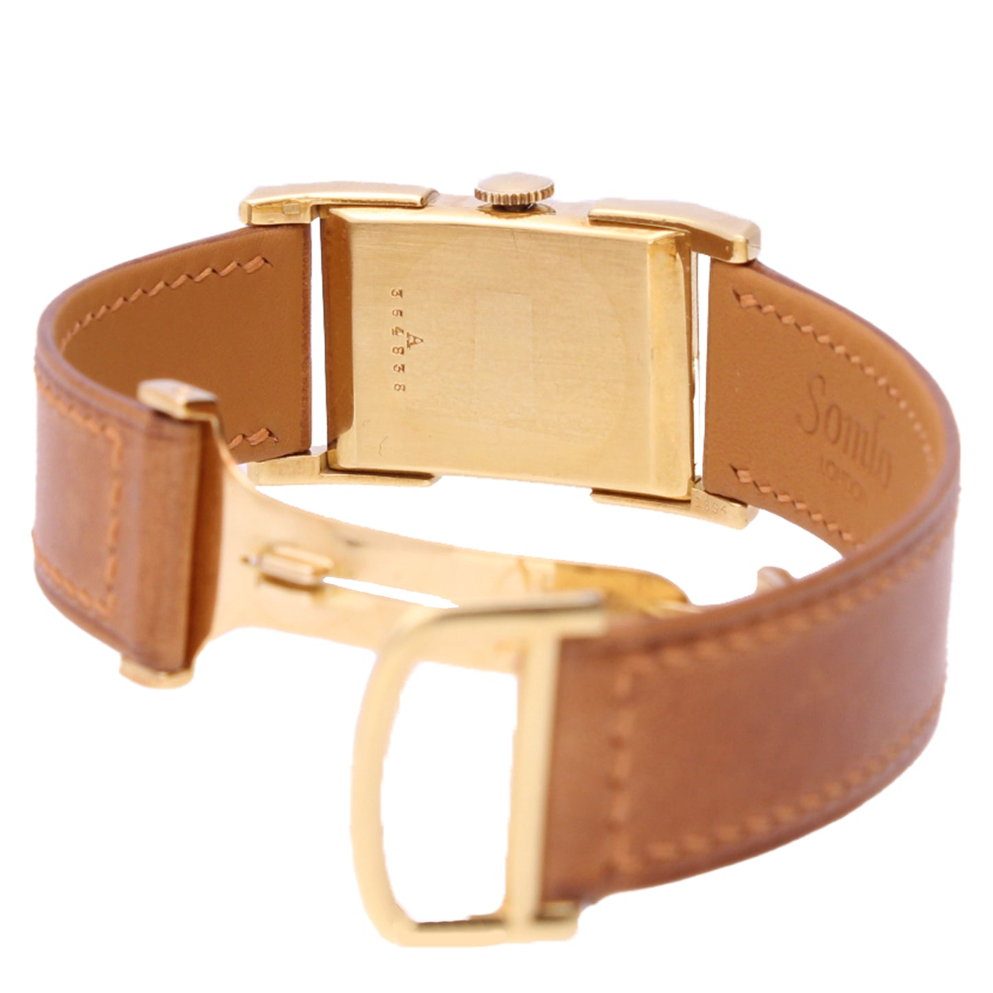 18ct yellow gold Cartier rectangular case wristwatch. Made 1947