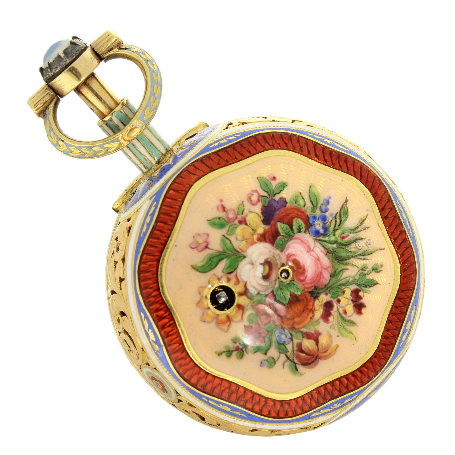 18ct gold and enamel Edward Prior pair case, open face quarter repeating pocket watch, made for the Turkish Market. Made 1818