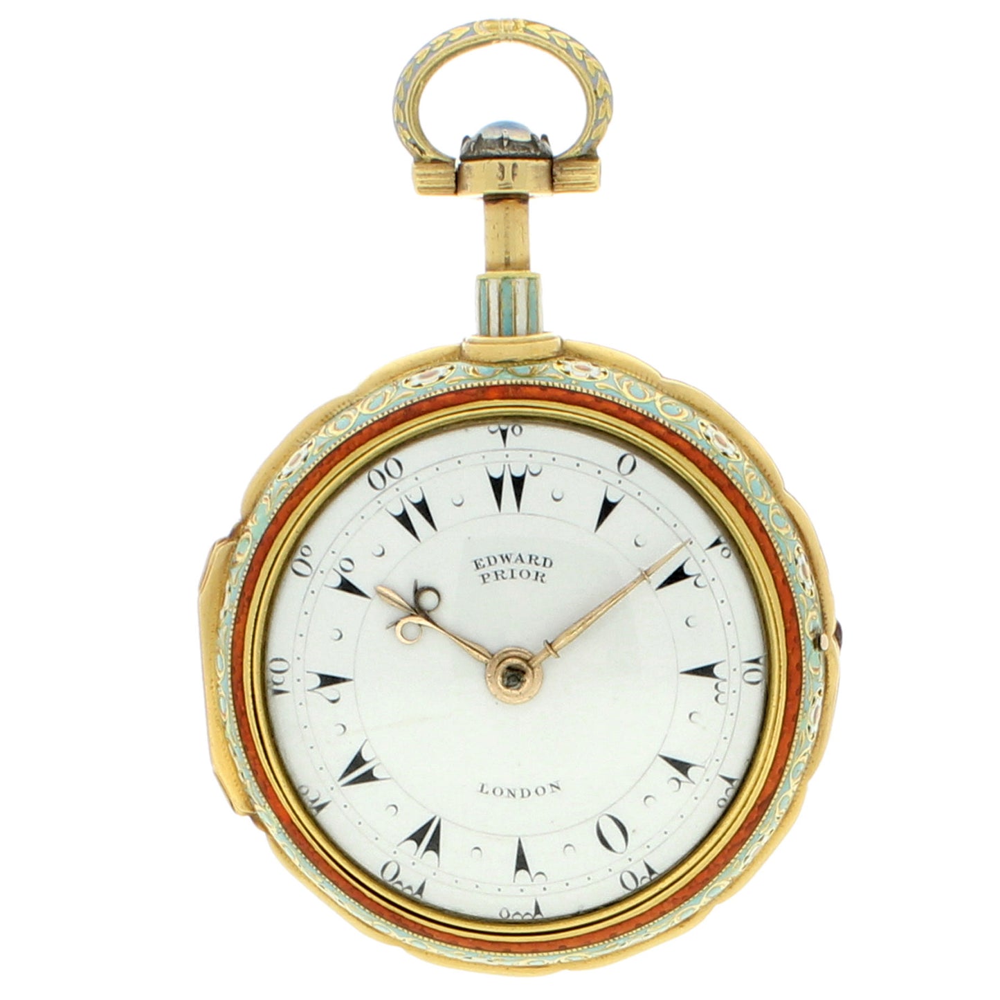 18ct gold and enamel Edward Prior pair case, open face quarter repeating pocket watch, made for the Turkish Market. Made 1818