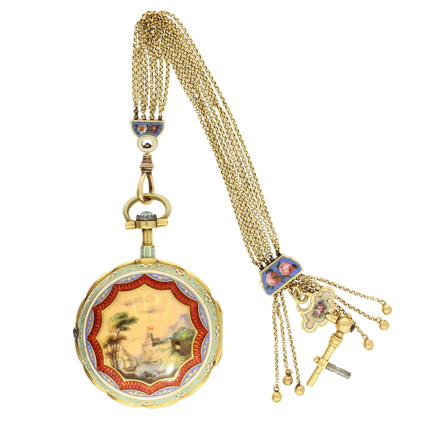 18ct gold and enamel Edward Prior pair case, open face quarter repeating pocket watch, made for the Turkish Market. Made 1818