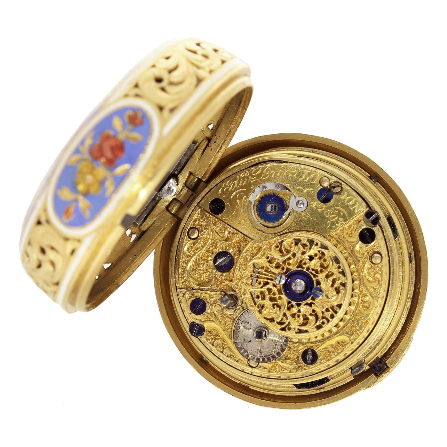 18ct gold and enamel Edward Prior pair case, open face quarter repeating pocket watch, made for the Turkish Market. Made 1818