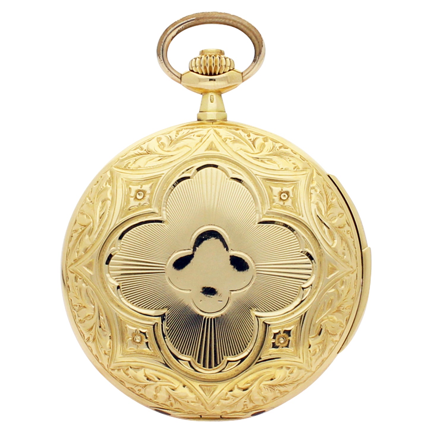 18ct yellow gold Vulcain, engraved full hunter minute repeating pocket watch. Circa 1890s