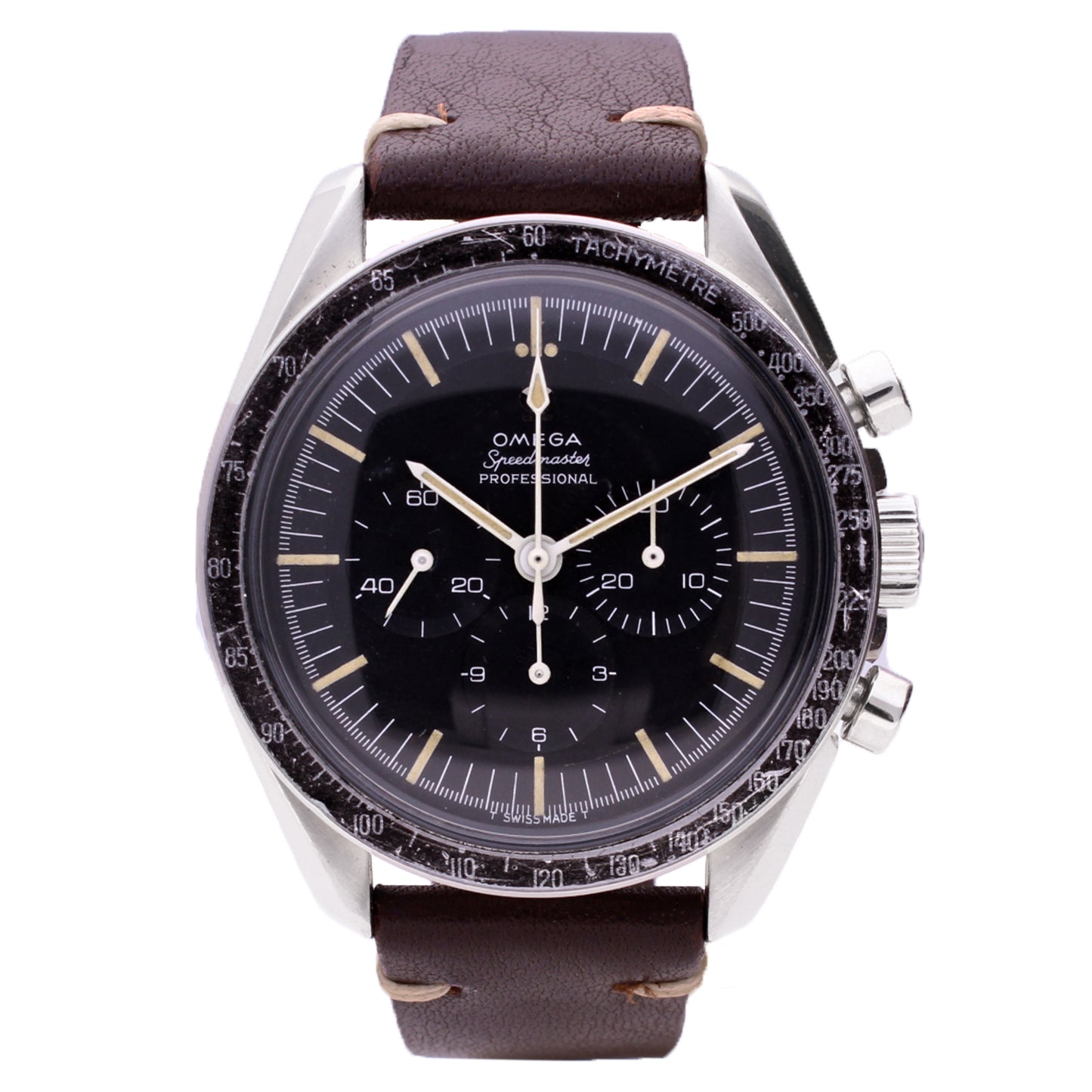Stainless steel OMEGA ref. 105.012 Speedmaster Professional chronograph wristwatch. Made 1967