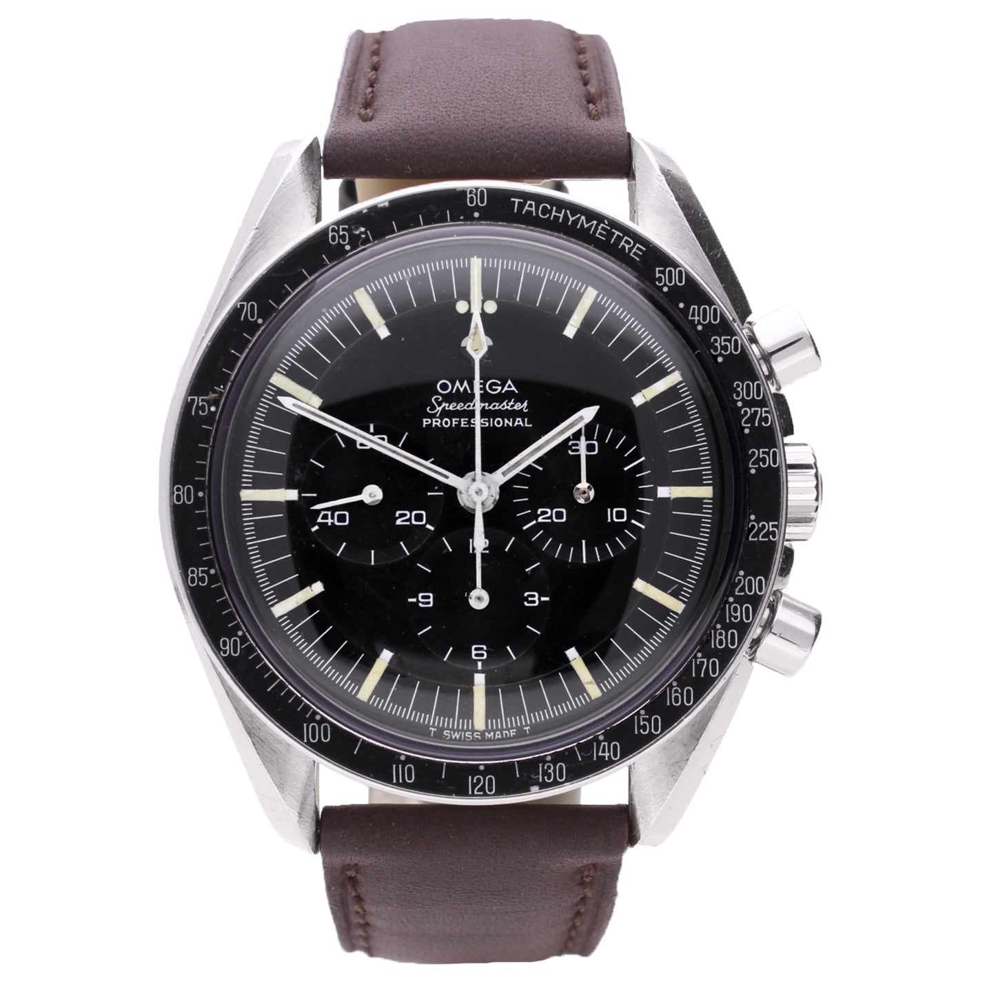 Stainless steel OMEGA ref. 145.012 Speedmaster Professional chronograph. Made 1968