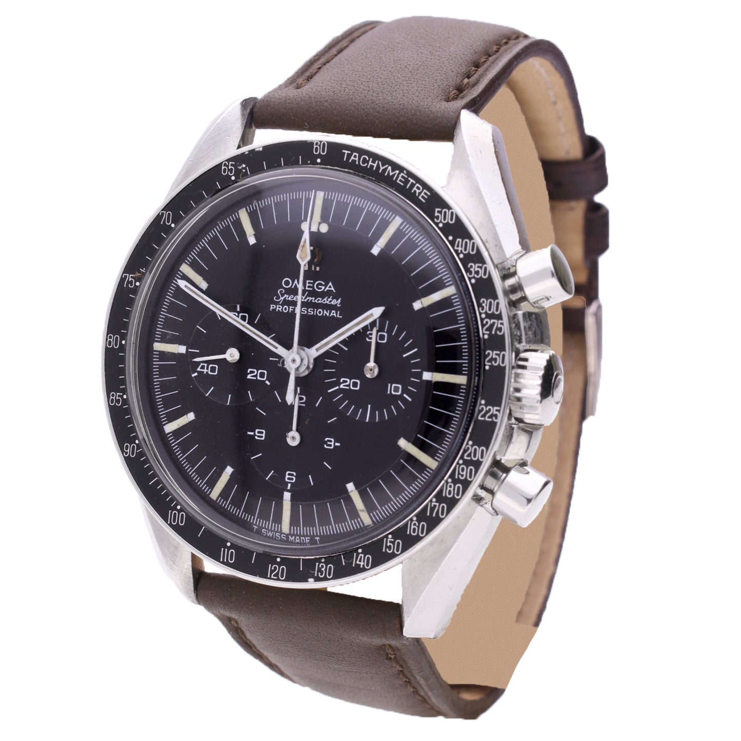 Stainless steel OMEGA ref. 145.012 Speedmaster Professional chronograph. Made 1968
