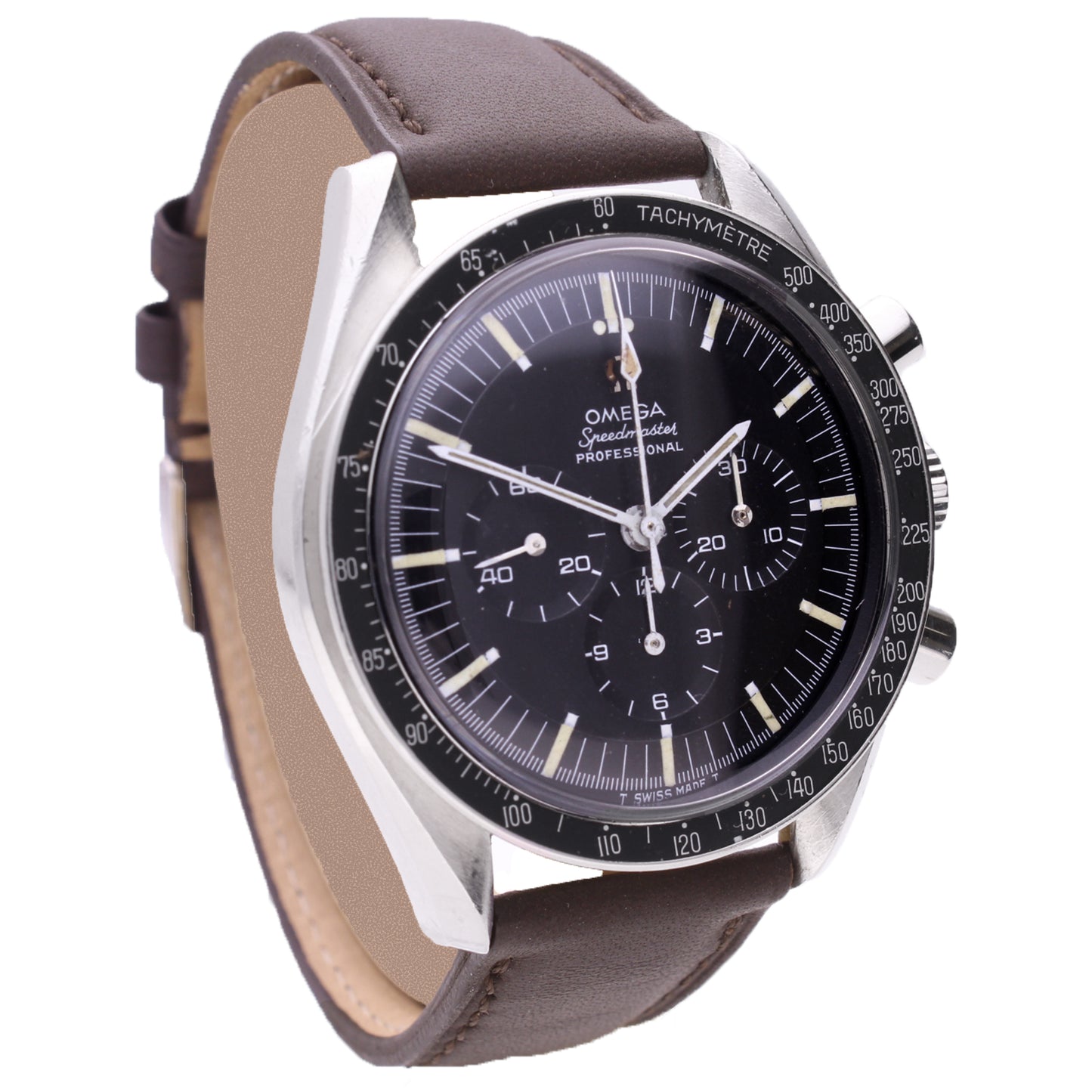 Stainless steel OMEGA ref. 145.012 Speedmaster Professional chronograph. Made 1968