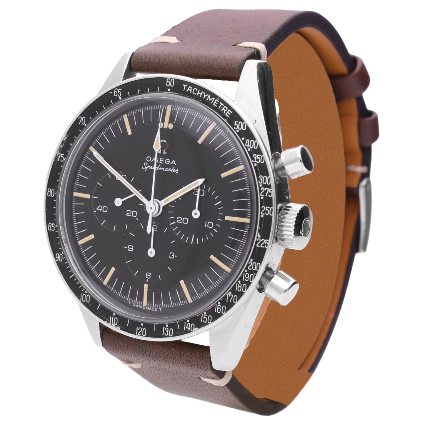 Stainless steel OMEGA Speedmaster ref. 105.003 chronograph wristwatch. Made 1969