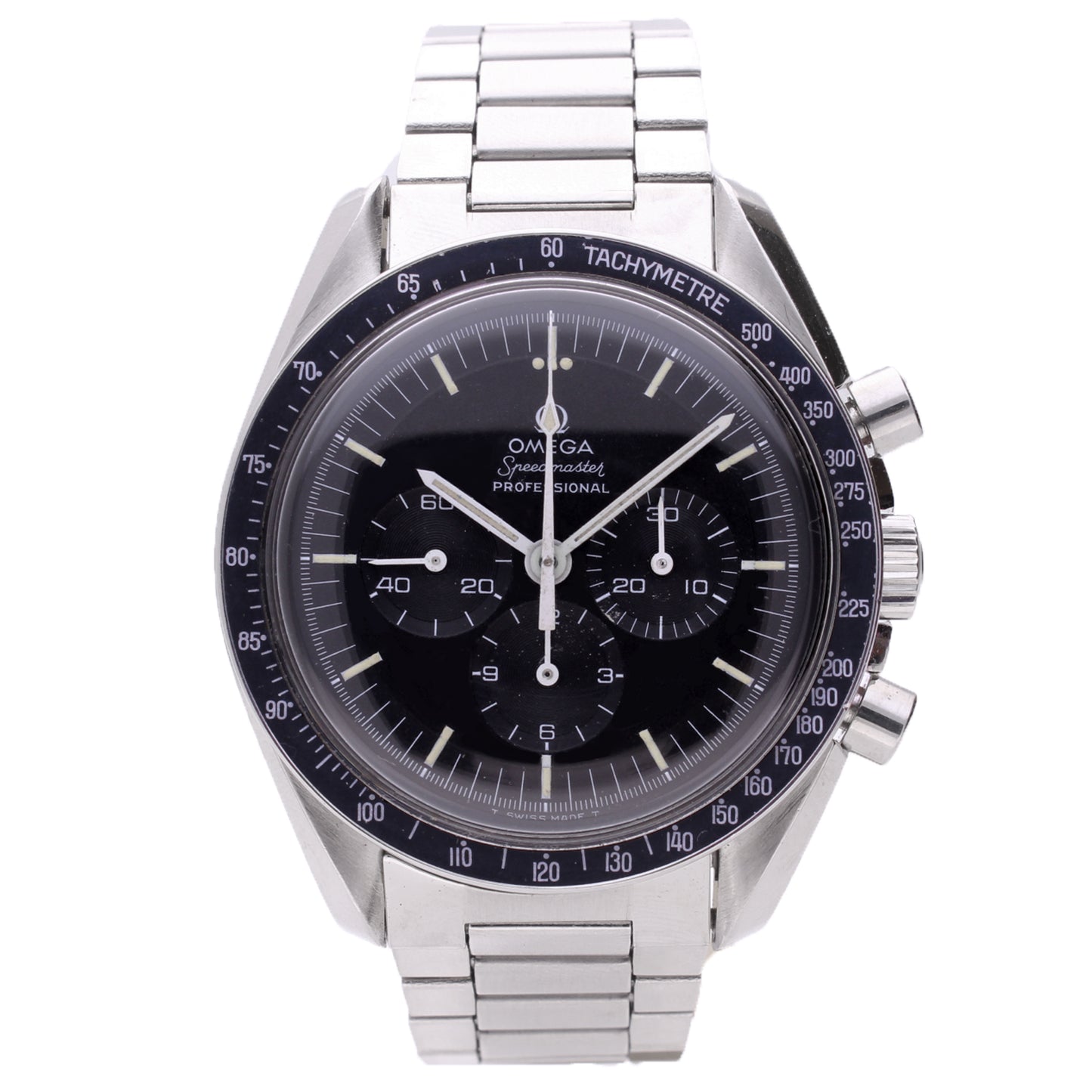 Stainless steel OMEGA ref. 145.022 Speedmaster Professional chronograph wristwatch. Made 1971