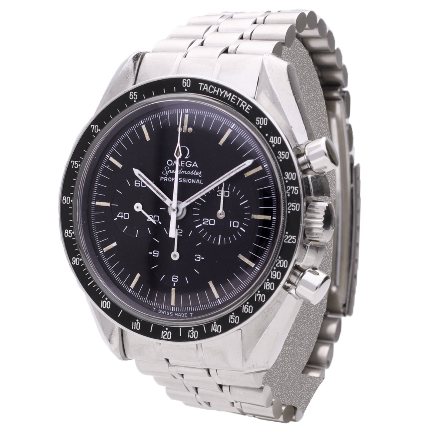 Stainless steel OMEGA ref. 145.022 APOLLO XI Speedmaster Professional chronograph wristwatch. Made 1971