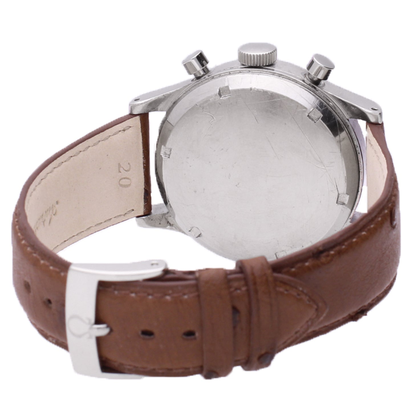 Stainless steel OMEGA 33.3 chronograph wristwatch. Made 1953