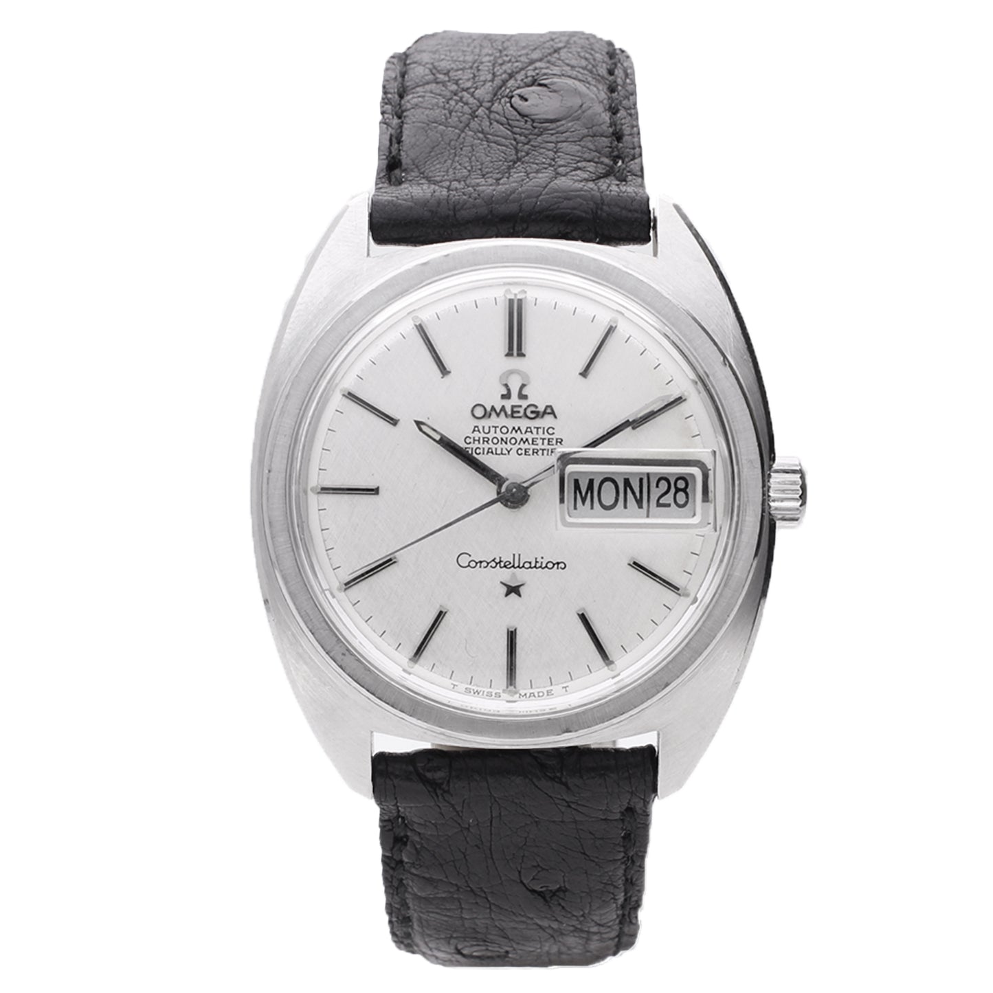 Stainless steel OMEGA Constellation day date wristwatch. Made 1969