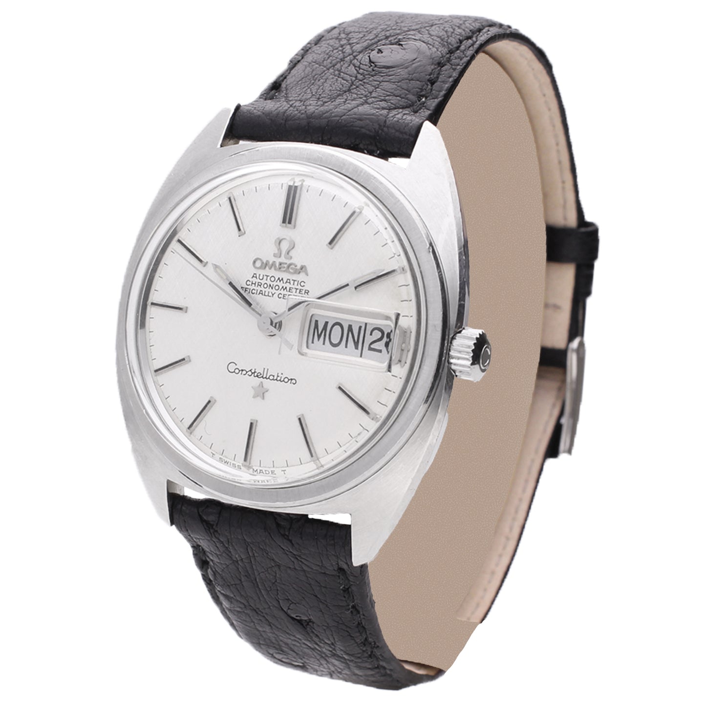Stainless steel OMEGA Constellation day date wristwatch. Made 1969