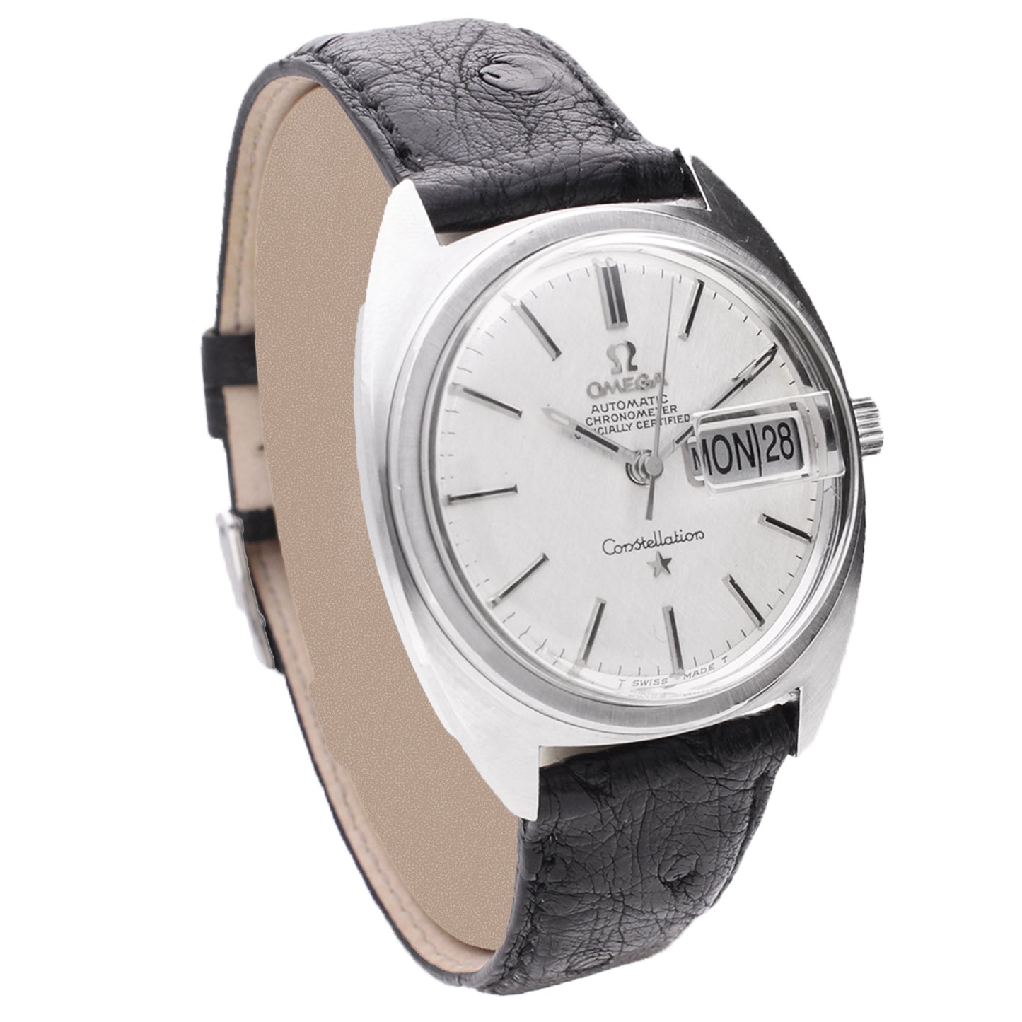Stainless steel OMEGA Constellation day date wristwatch. Made 1969