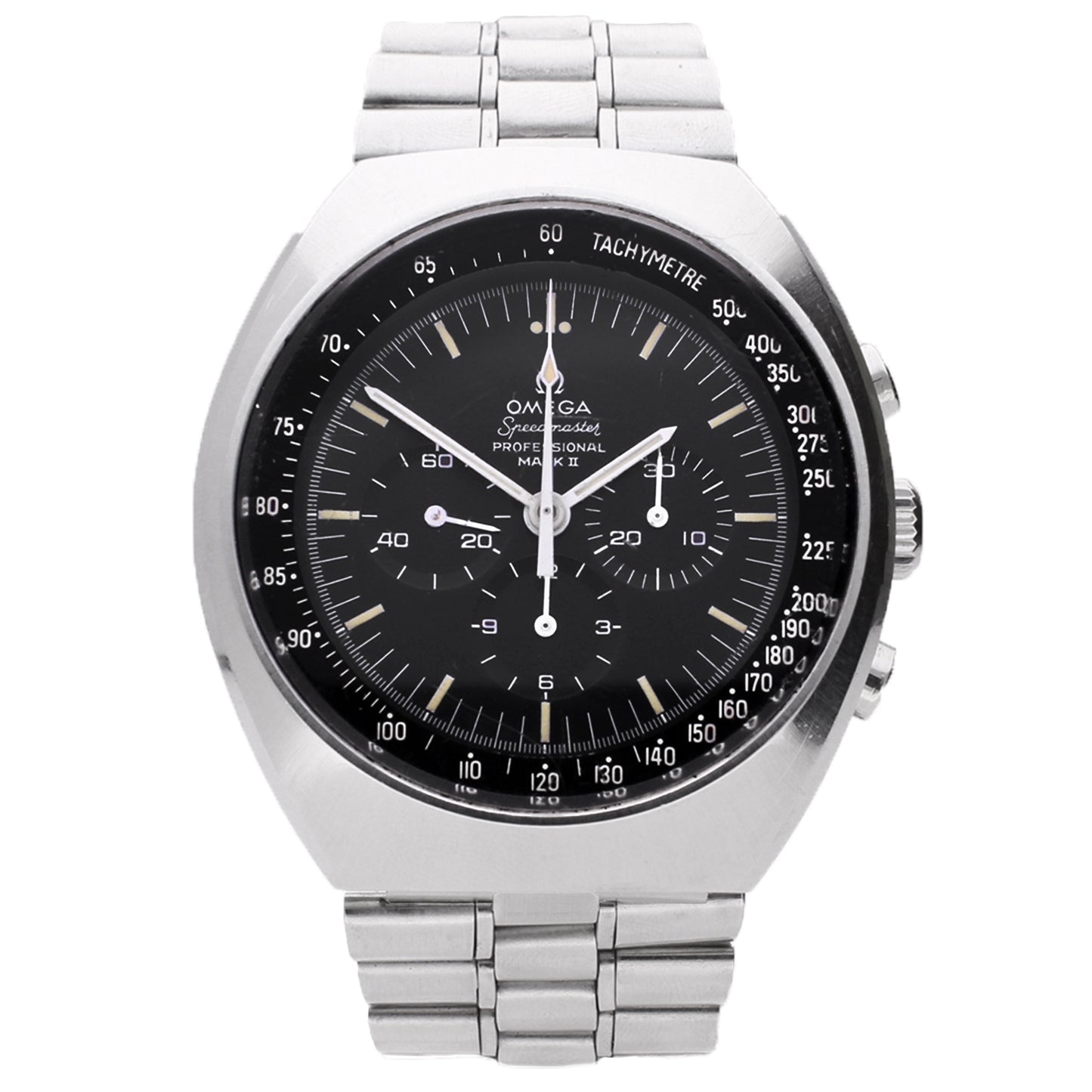 Stainless steel OMEGA Speedmaster Mark II OMEGA bracelet watch. Made 1970