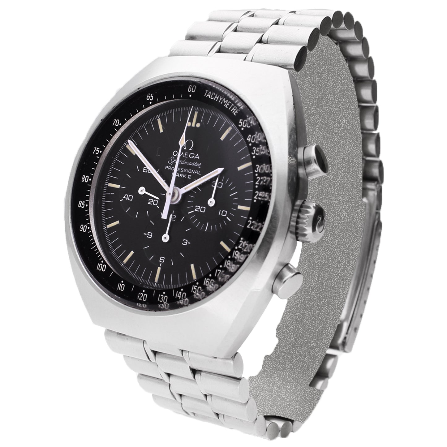 Stainless steel OMEGA Speedmaster Mark II OMEGA bracelet watch. Made 1970