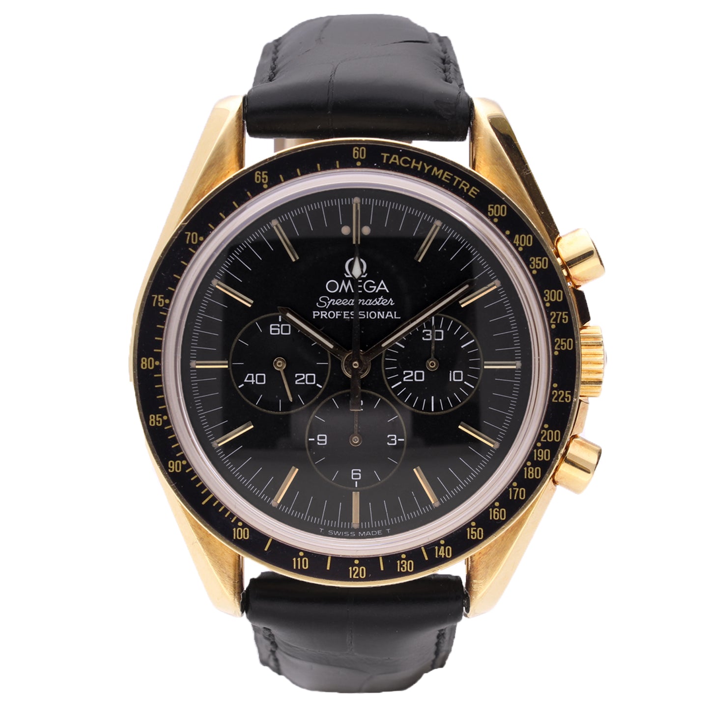 18ct yellow gold OMEGA ref. 145.0052 Speedmaster 'Jubilee' chronograph wristwatch. Made 1992