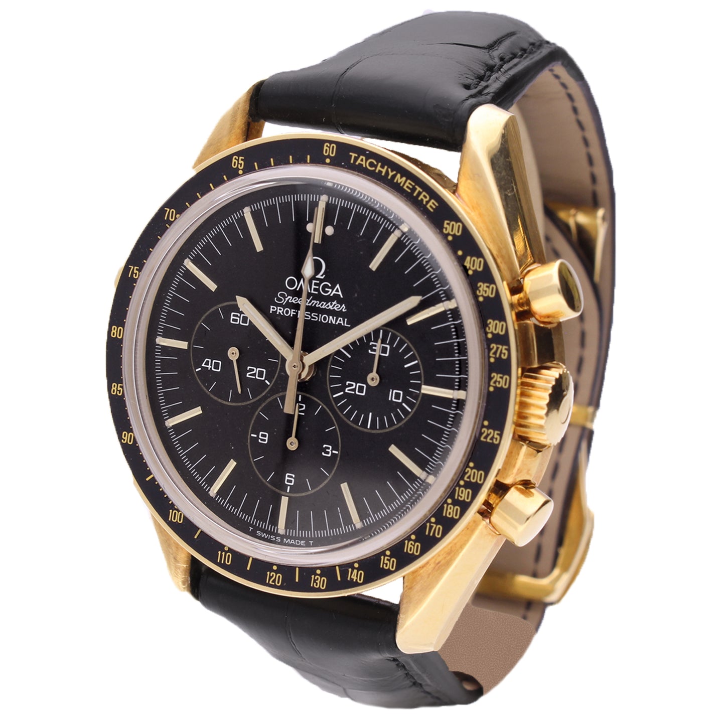 18ct yellow gold OMEGA ref. 145.0052 Speedmaster 'Jubilee' chronograph wristwatch. Made 1992