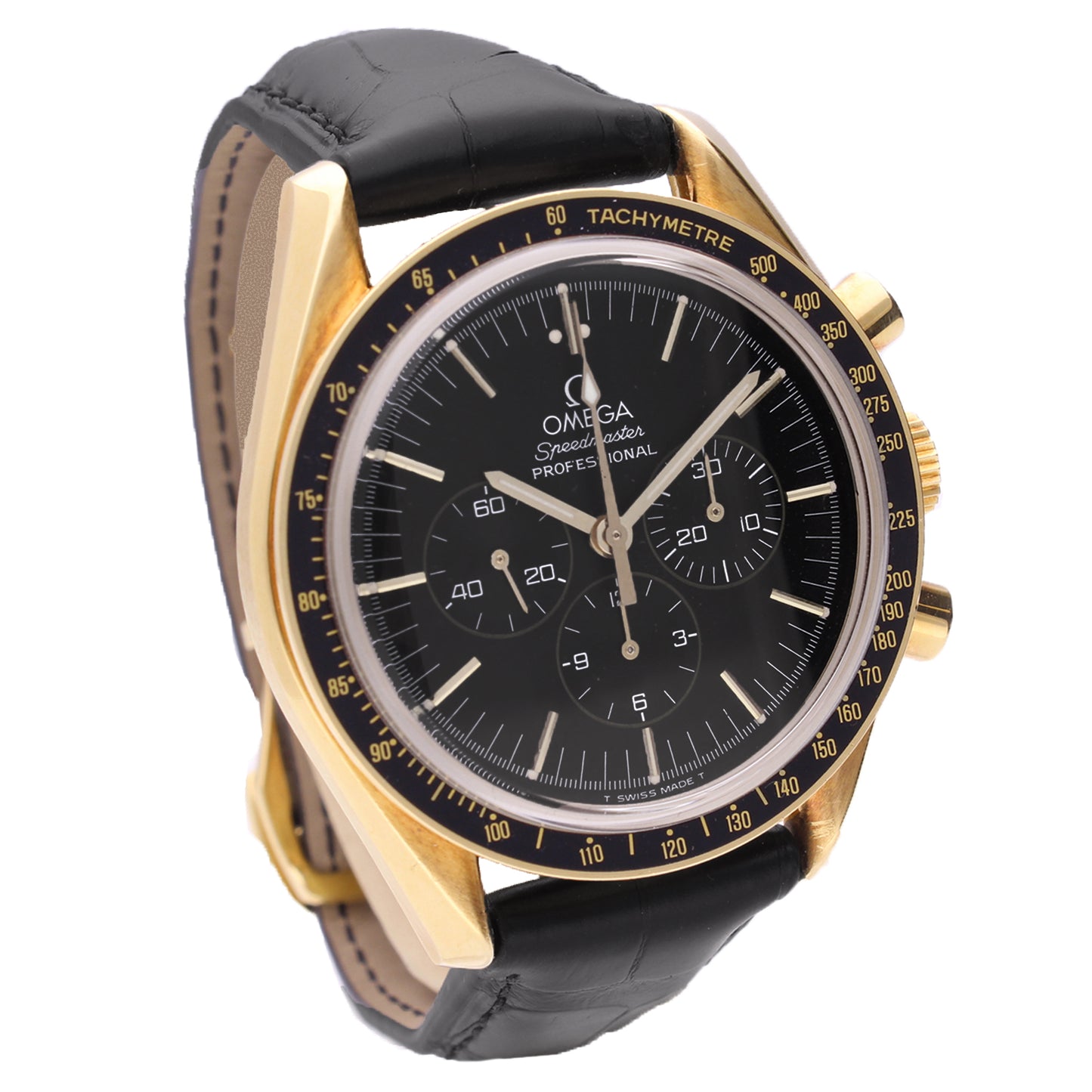 18ct yellow gold OMEGA ref. 145.0052 Speedmaster 'Jubilee' chronograph wristwatch. Made 1992