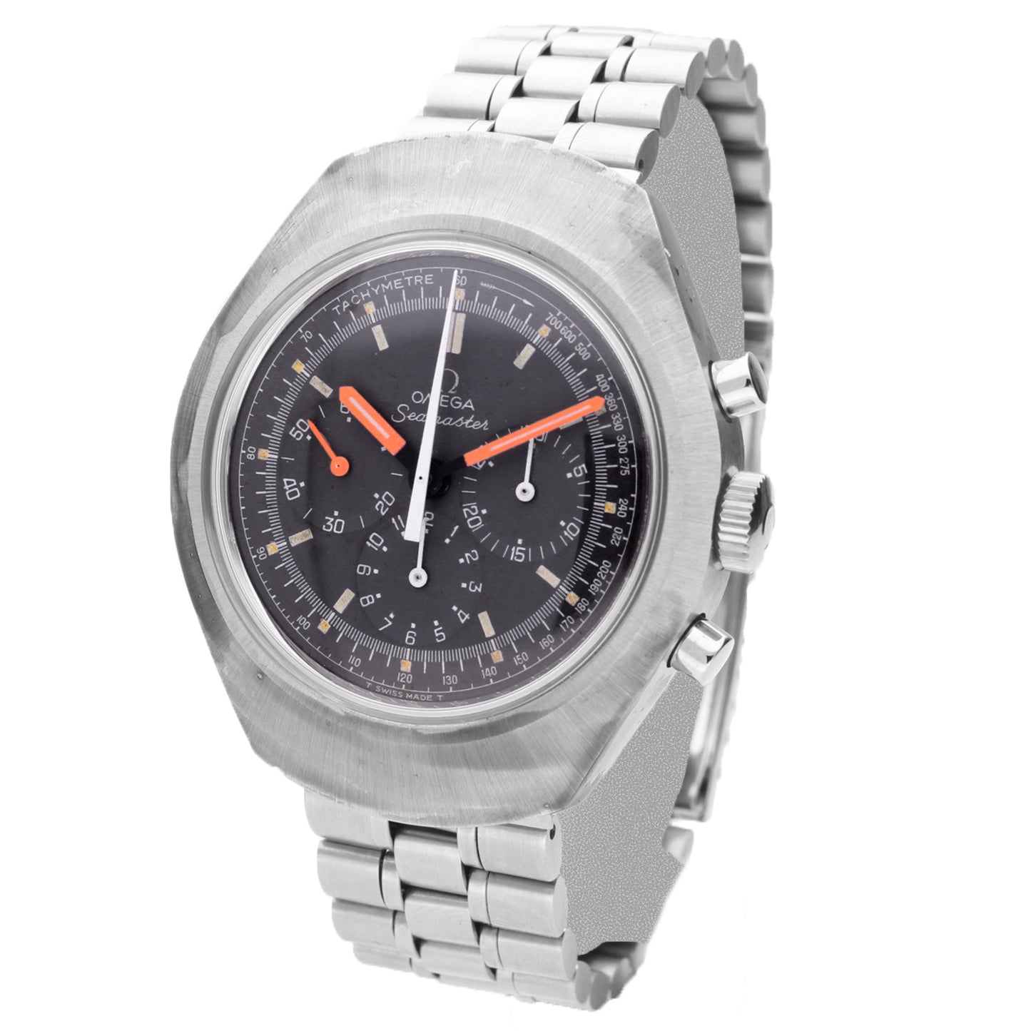 Stainless steel OMEGA Seamaster 'Flat jedi' chronograph wristwatch. Made 1971