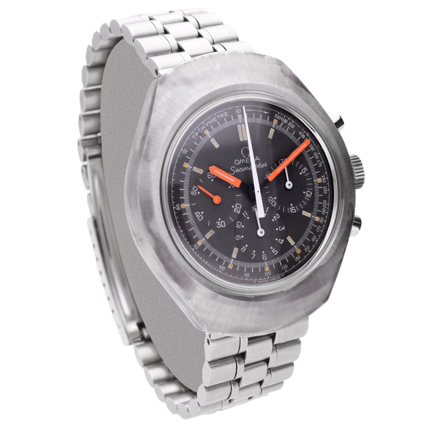 Stainless steel OMEGA Seamaster 'Flat jedi' chronograph wristwatch. Made 1971