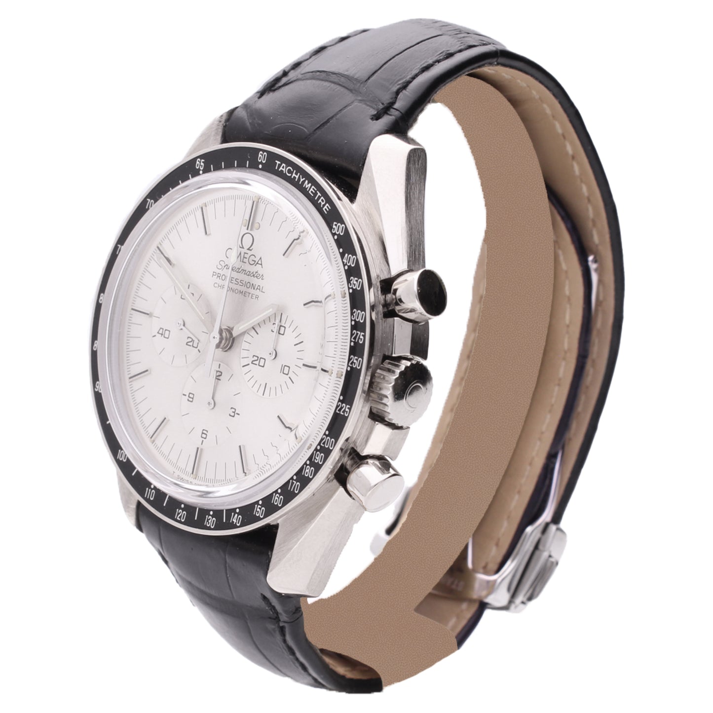 18ct white gold OMEGA ref. 148.0062 Speedmaster "25th Anniversary Apollo XI" Professional chronograph wristwatch. Made 1994