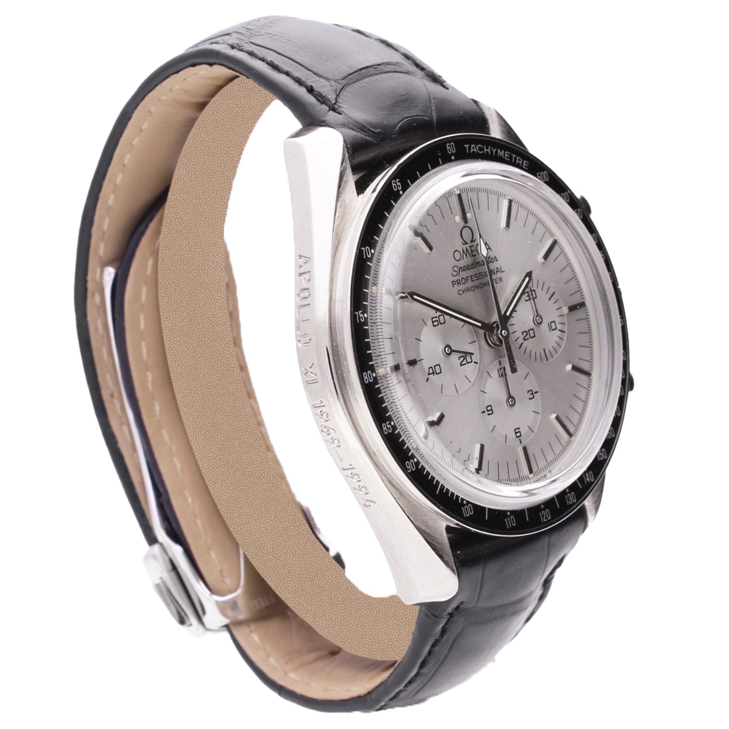 18ct white gold OMEGA ref. 148.0062 Speedmaster "25th Anniversary Apollo XI" Professional chronograph wristwatch. Made 1994