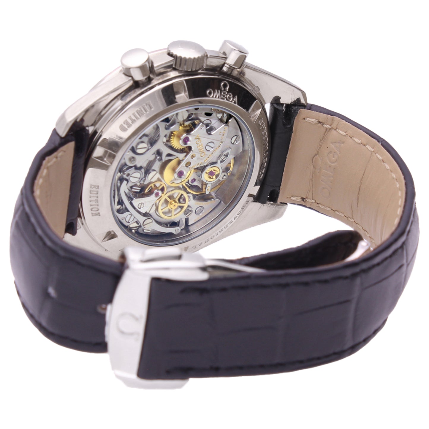 18ct white gold OMEGA ref. 148.0062 Speedmaster "25th Anniversary Apollo XI" Professional chronograph wristwatch. Made 1994