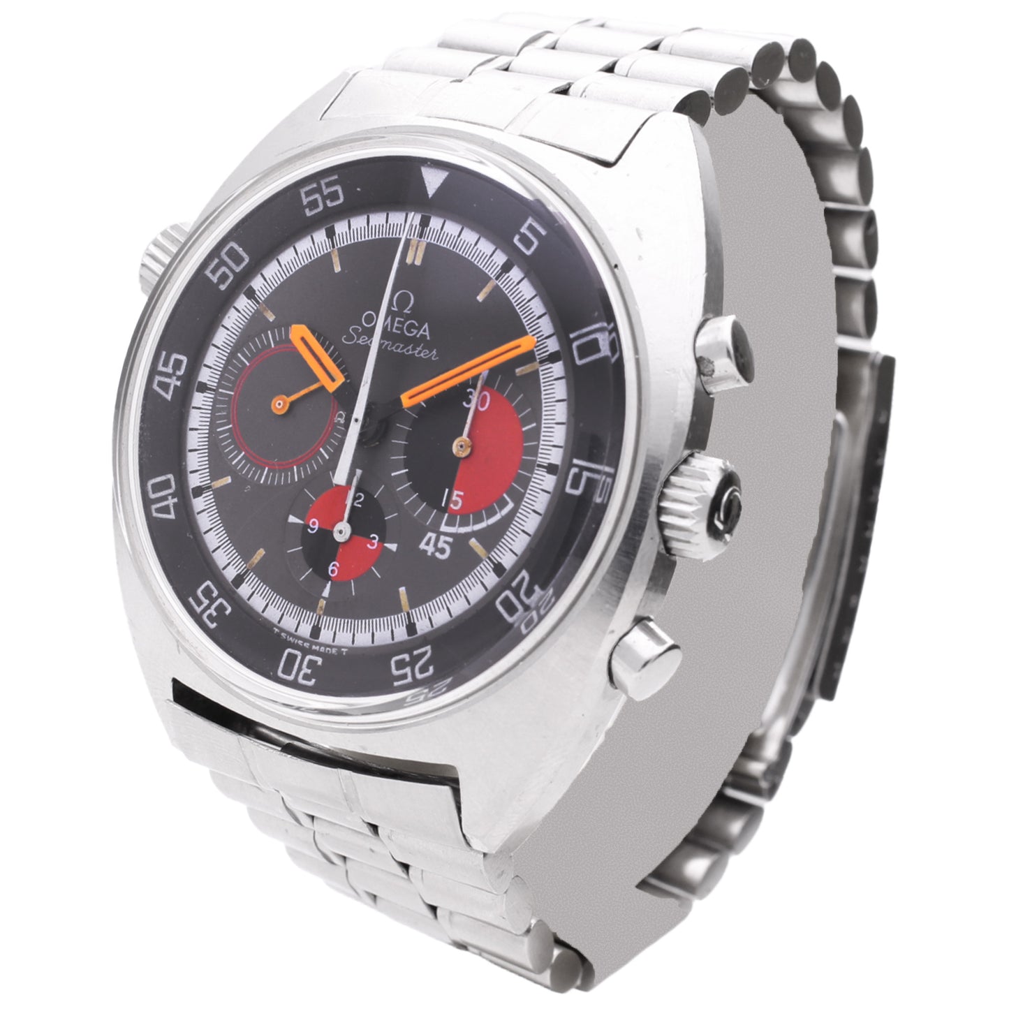 Stainless steel OMEGA Seamaster 'Soccertimer' chronograph wristwatch. Made 1969