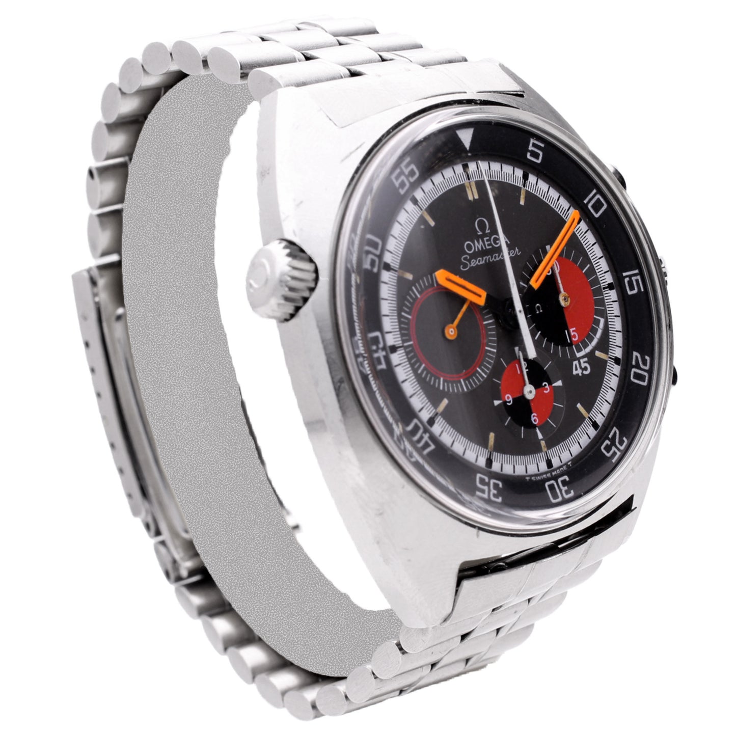 Stainless steel OMEGA Seamaster 'Soccertimer' chronograph wristwatch. Made 1969