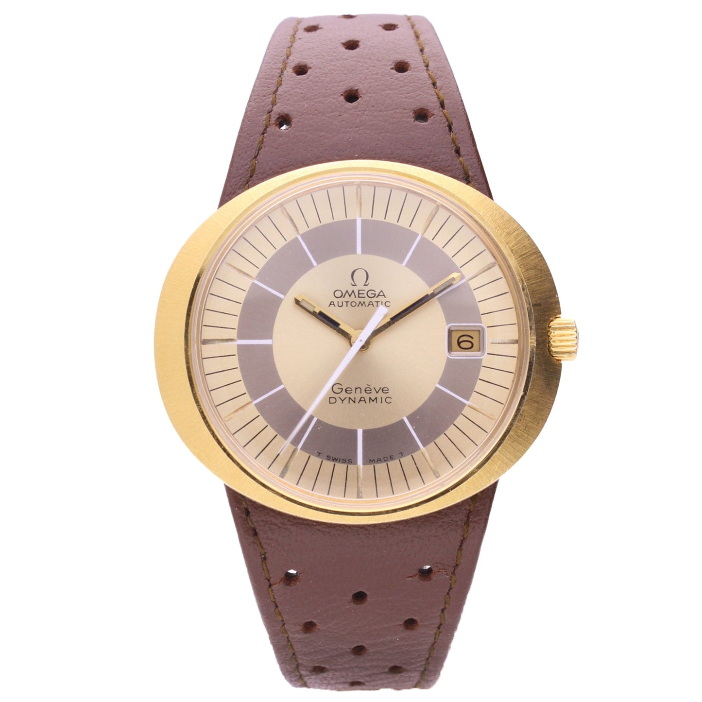 18ct yellow gold OMEGA Dynamic Genève automatic wristwatch. Made 1970
