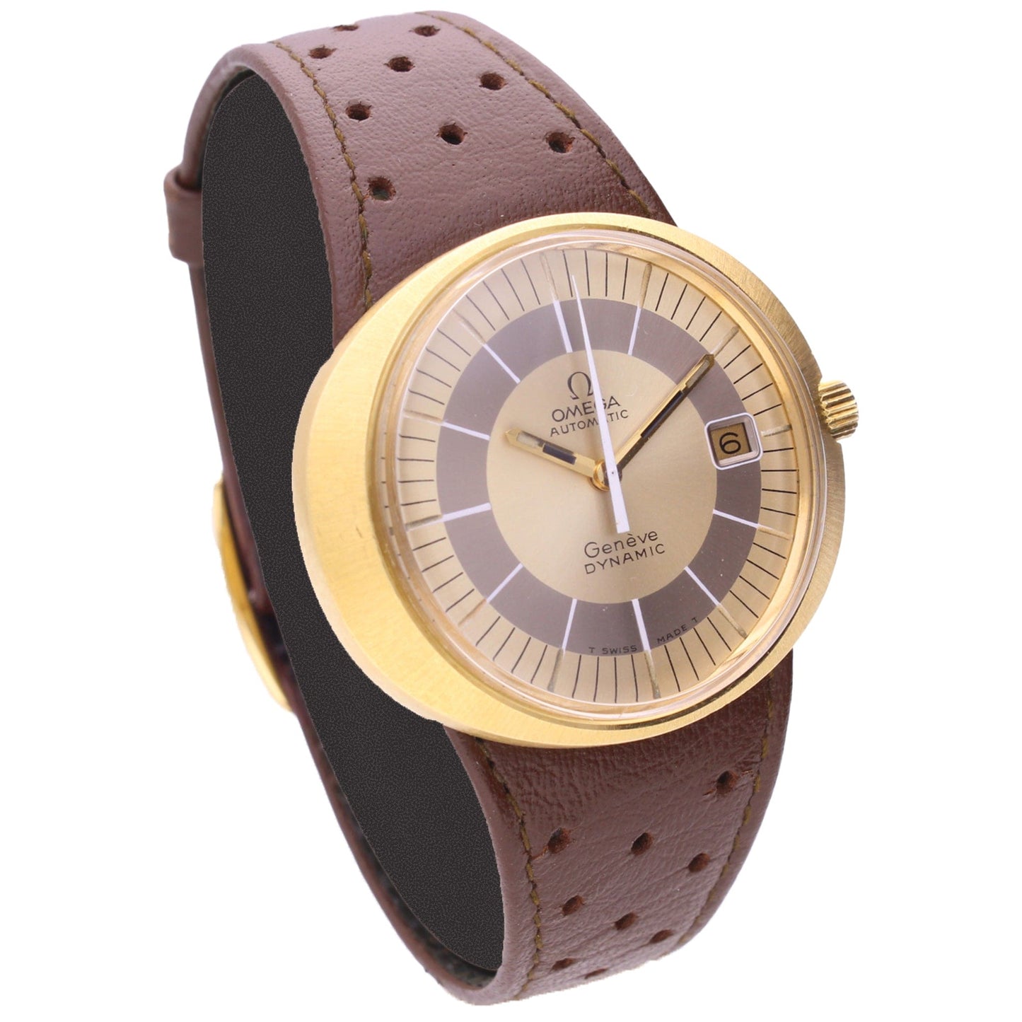 18ct yellow gold OMEGA Dynamic Genève automatic wristwatch. Made 1970