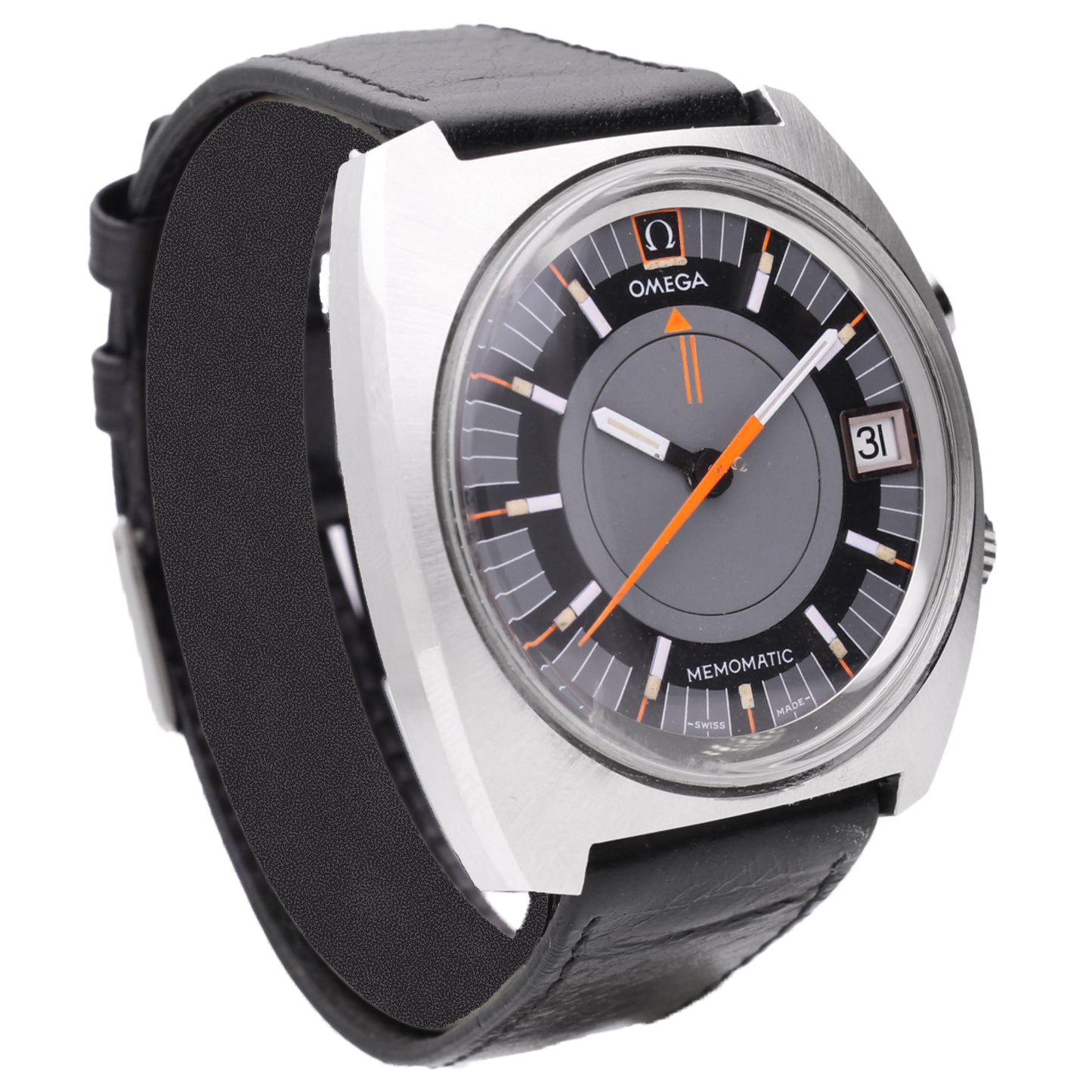 Stainless steel OMEGA Memomatic wristwatch. Made 1971