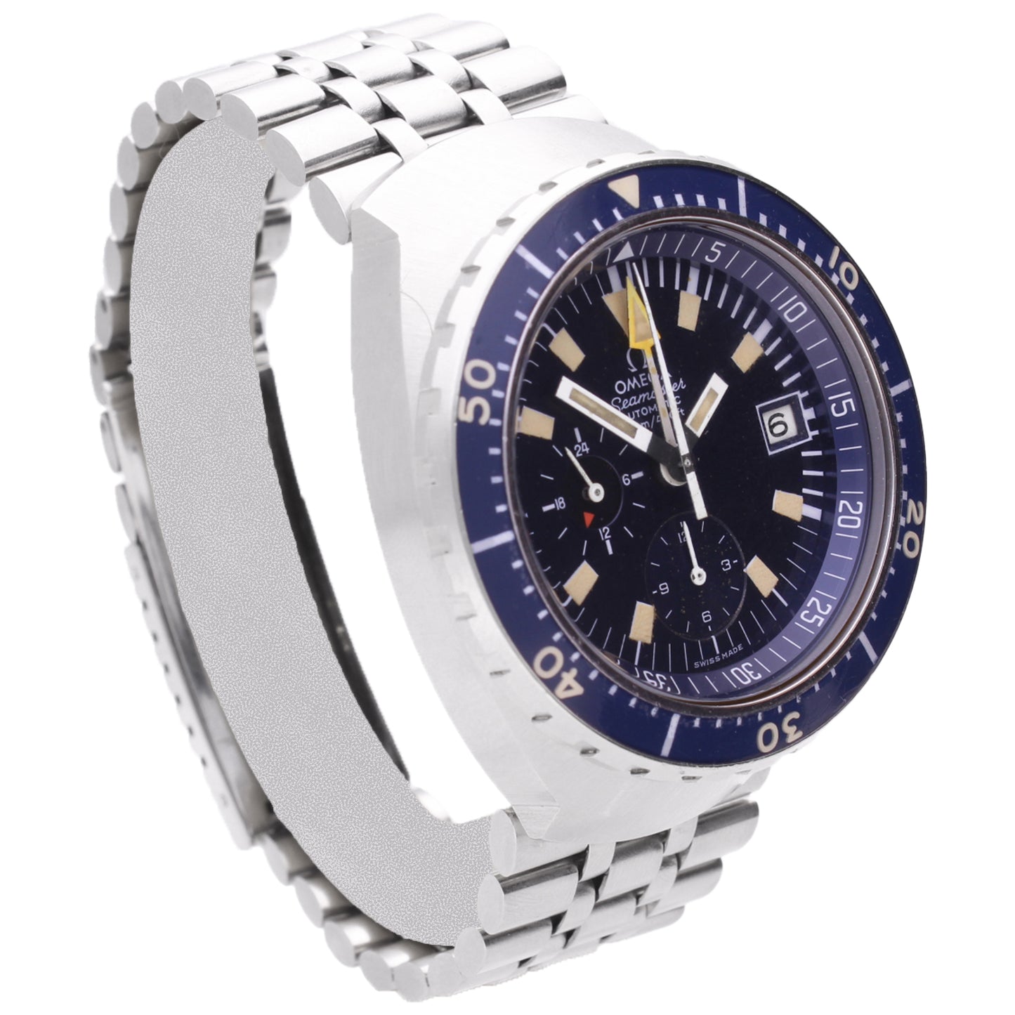 Stainless steel OMEGA Seamaster 'Big Blue' chronograph wristwatch. Made 1974