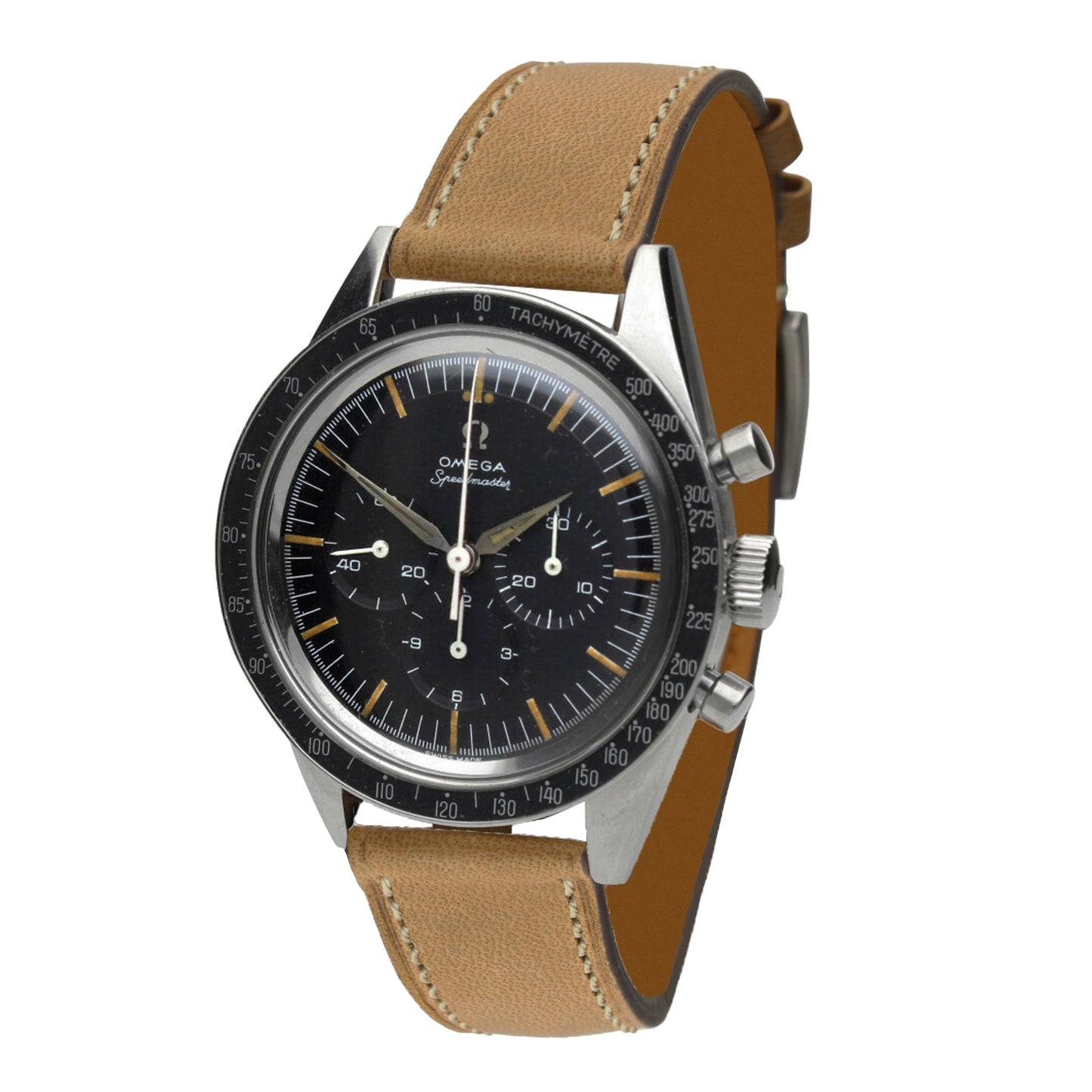 Stainless steel OMEGA ref. 2998-4 Speedmaster chronograph wristwatch. Made 1961
