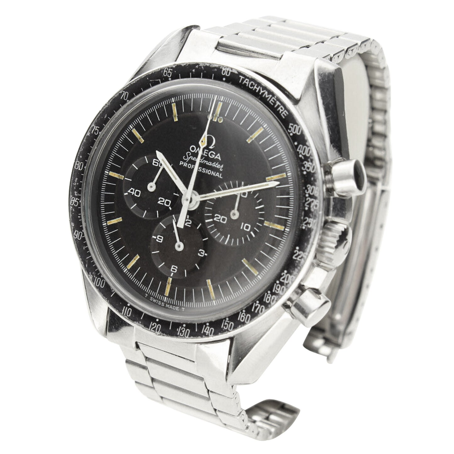 Stainless steel OMEGA ref. 145.022 Speedmaster Professional chronograph wristwatch. Made 1971