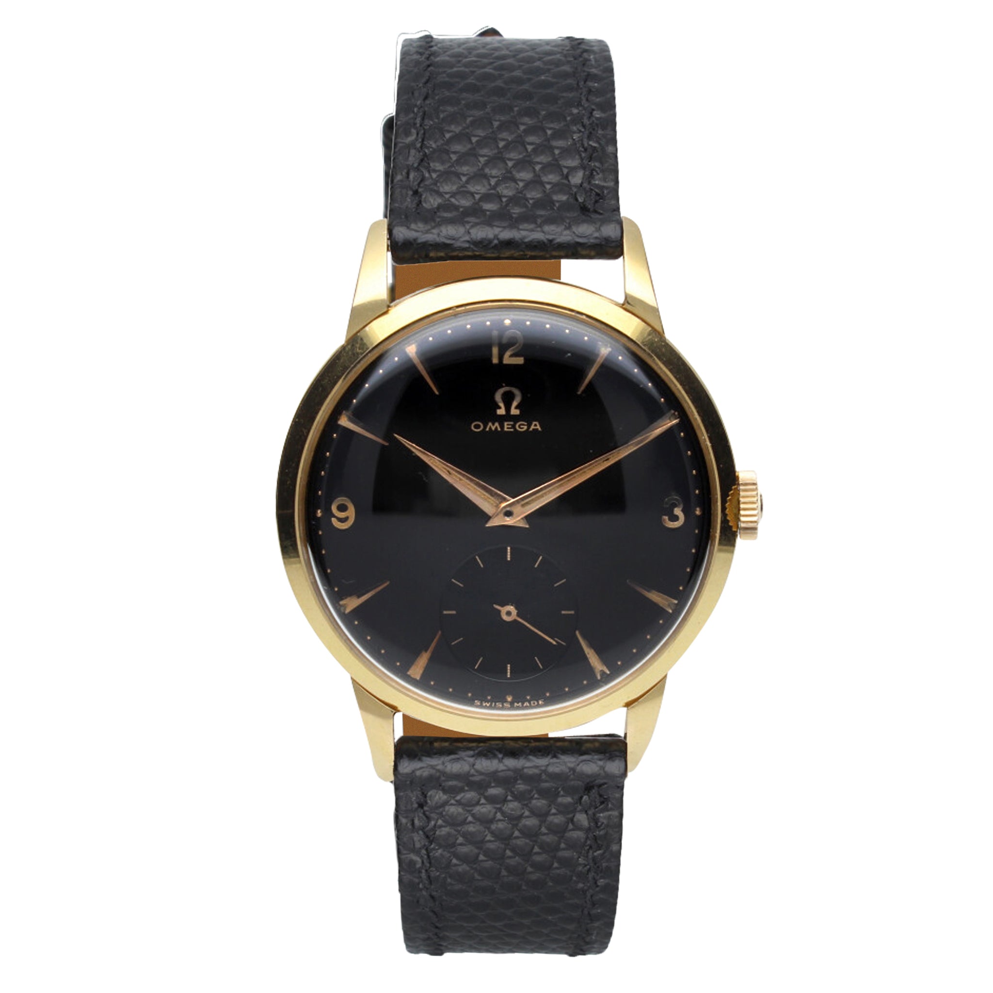18ct yellow gold OMEGA black dial dress Made 1955