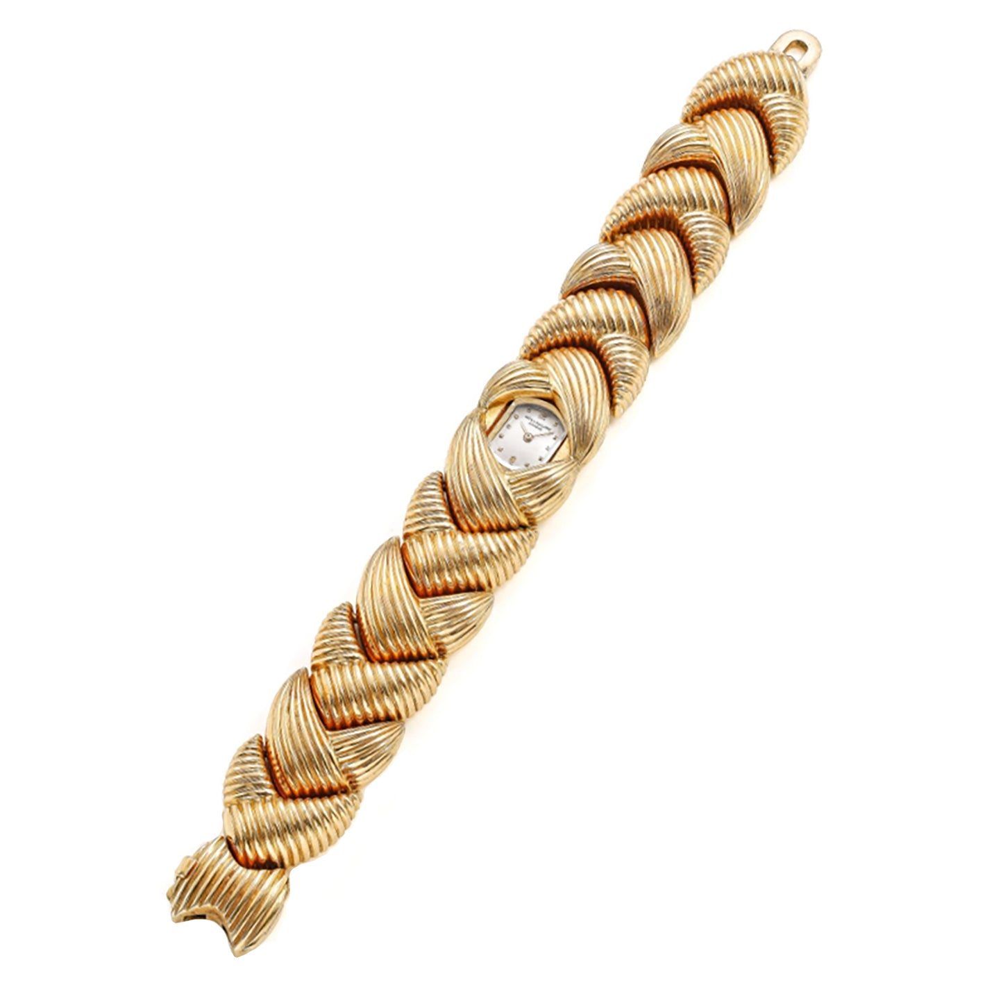 18ct rose gold Patek Philippe ref. 3100 'Scallop' link bracelet watch. Made 1958