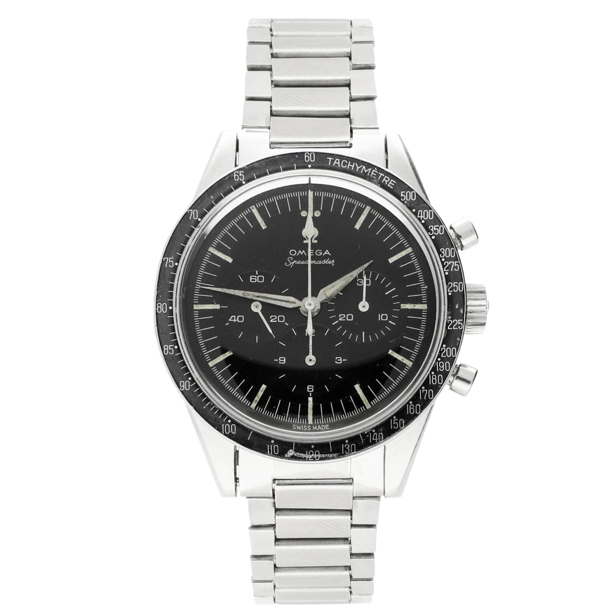 Stainless steel OMEGA ref. 105.002 62 Speedmaster chronograph wristwat Somlo London