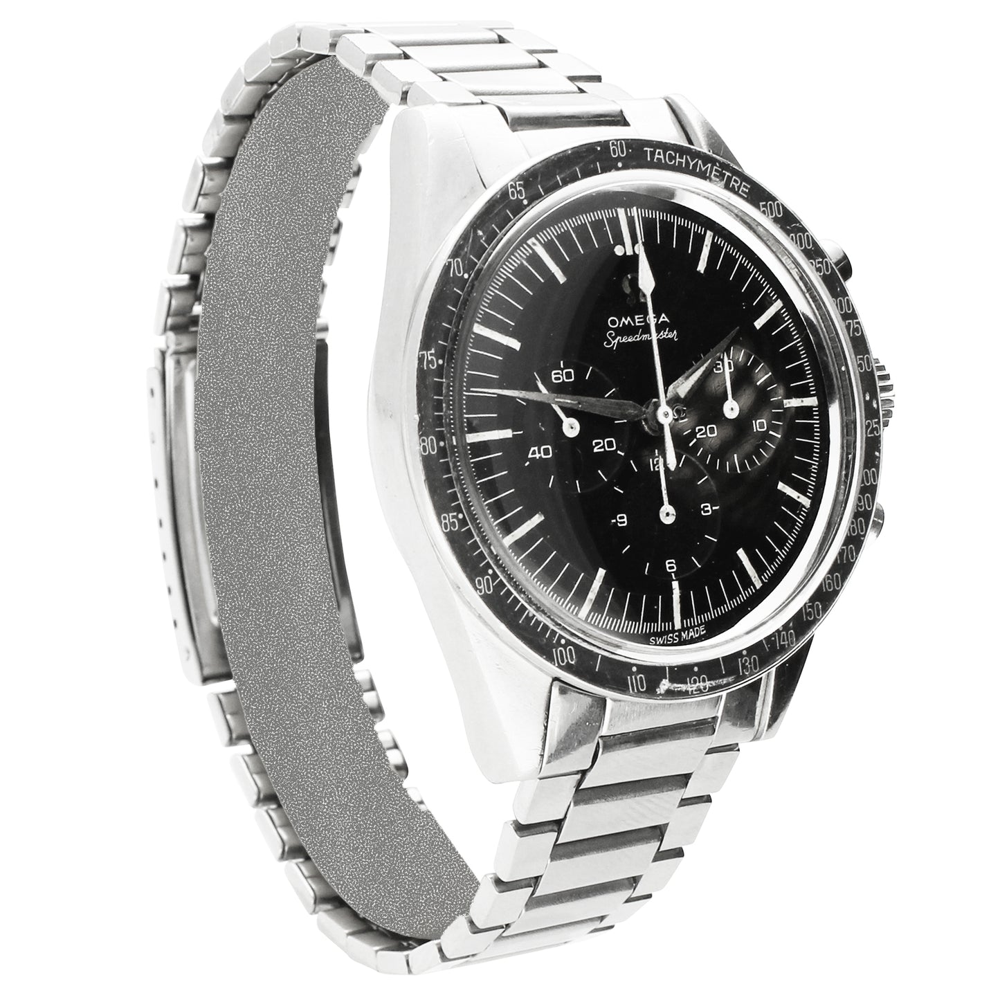 Stainless steel OMEGA ref. 105.002-62 Speedmaster chronograph wristwatch. Made 1963