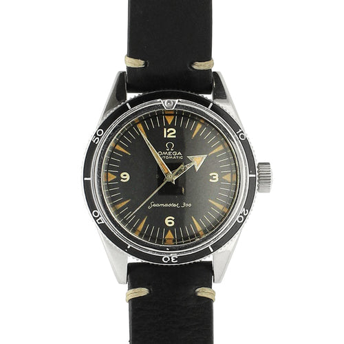 Stainless steel 1st Generation Seamaster 300 automatic wristwatch. Made 1958