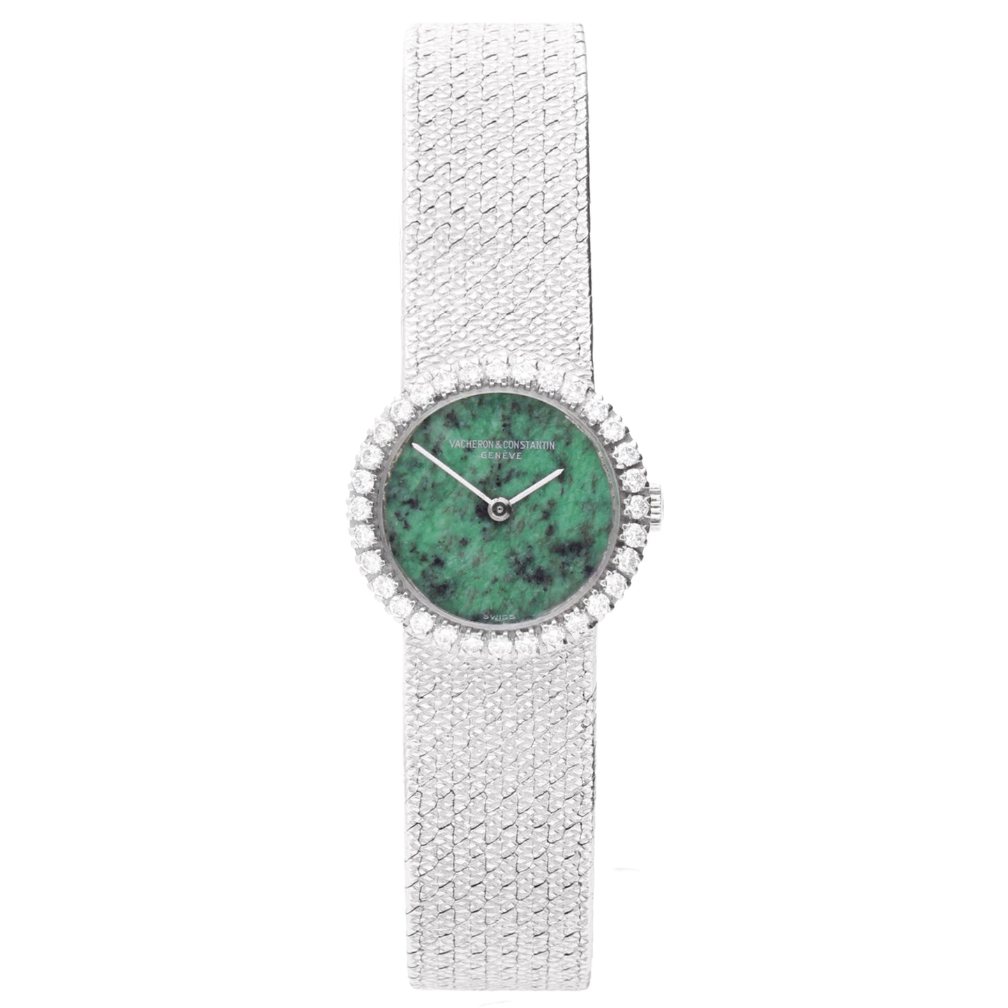 18ct white gold and diamond set Vacheron & Constantin ref. 7587 bracelet watch with jade dial. Made 1970's