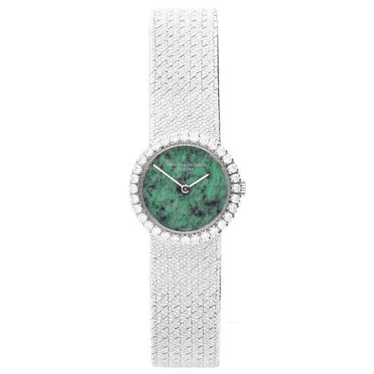 18ct white gold and diamond set Vacheron & Constantin ref. 7587 bracelet watch with jade dial. Made 1970's